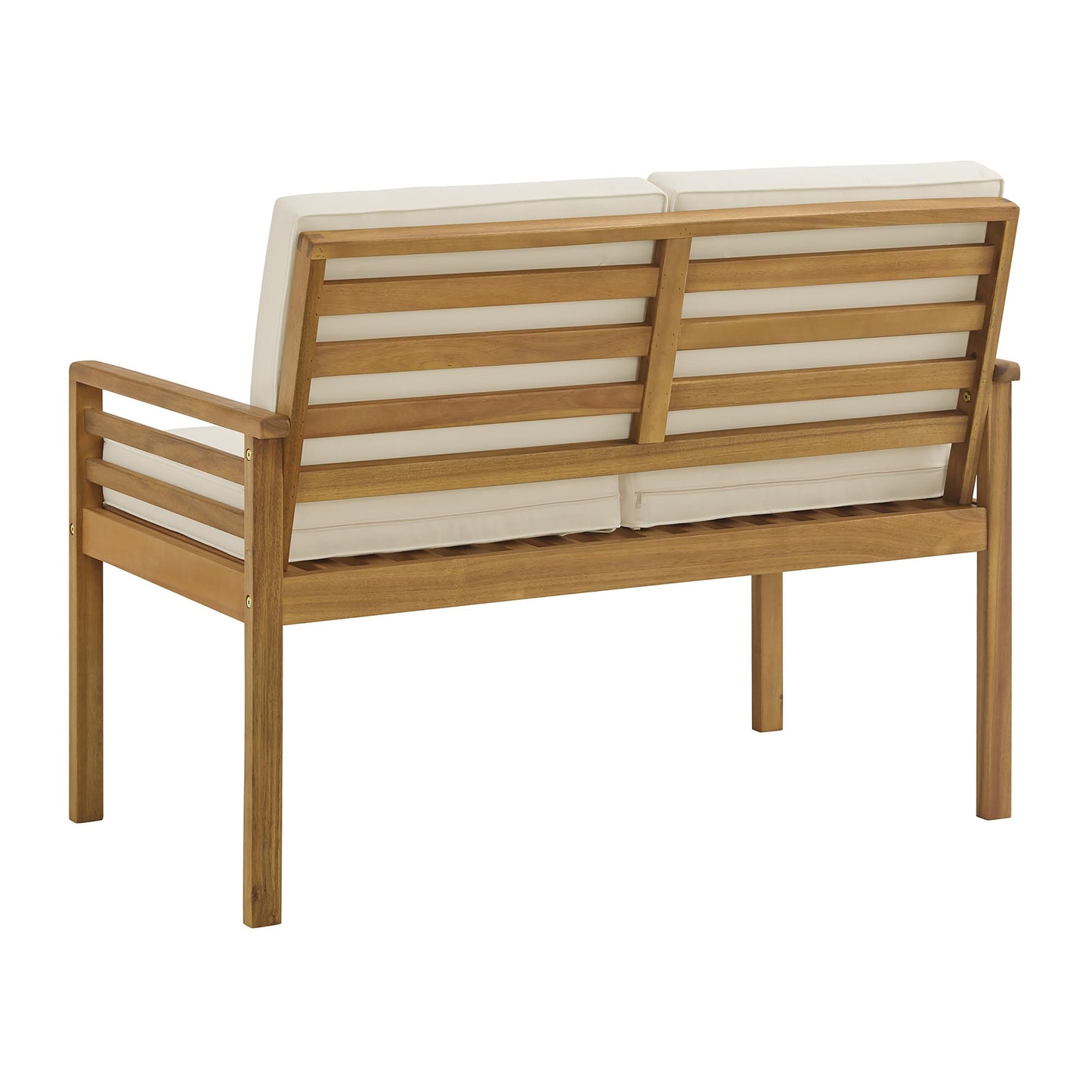 Alaterre Furniture Okemo Outdoor Patio Loveseat - Weather-Resistant Acacia Wood Outdoor Loveseat with Thick Cream Cushions - 2 Seater Patio Sofa for Garden, Porch, Deck, or Poolside (Natural)