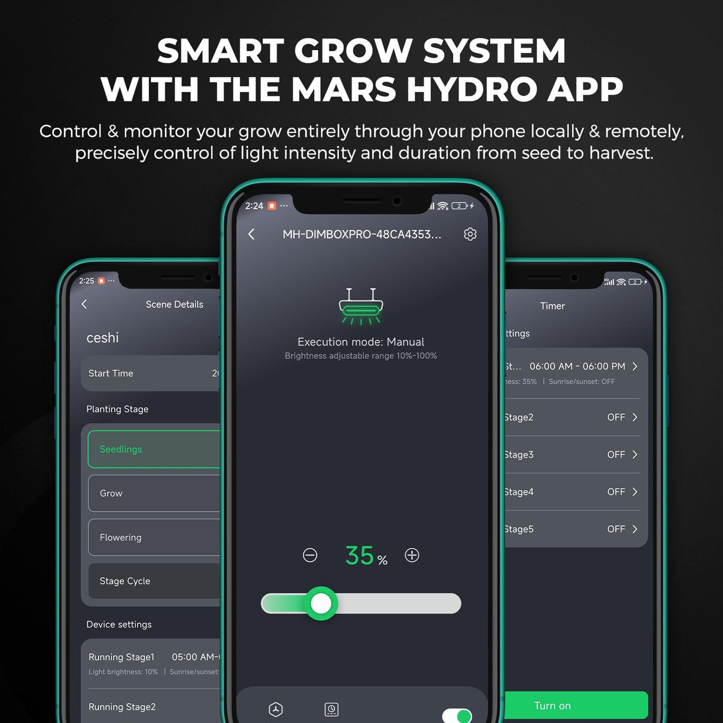 MARS HYDRO 3x3 Smart Grow Tent Kit with WiFi-Integrated Controller 43,150W FC1500 Grow Light,App Dimming Control,1680D High Reflective Mylar,with,4 inch Automatic Ventilation System