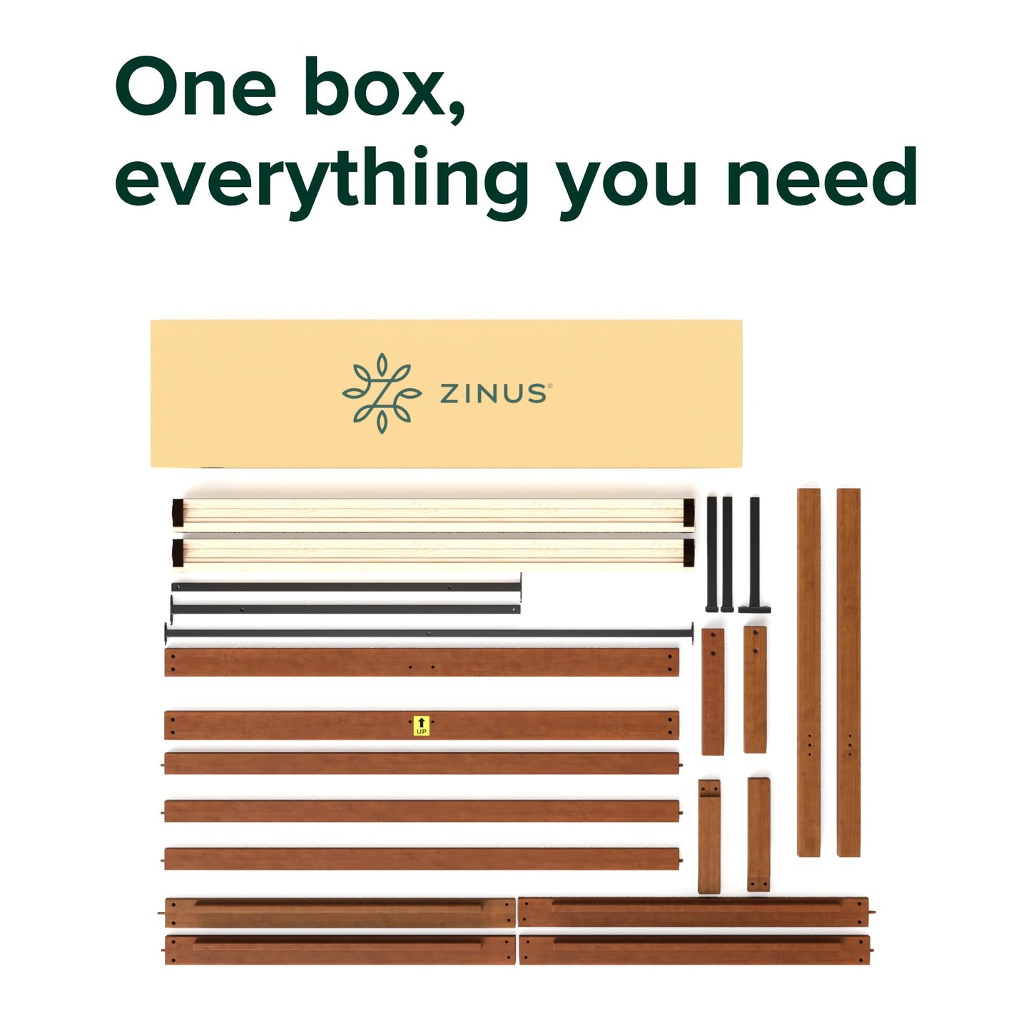 Zinus Leah Bamboo Platform Bed Frame with Headboard, No Box Spring Needed, Wood Slat Support, Easy Assembly, Queen