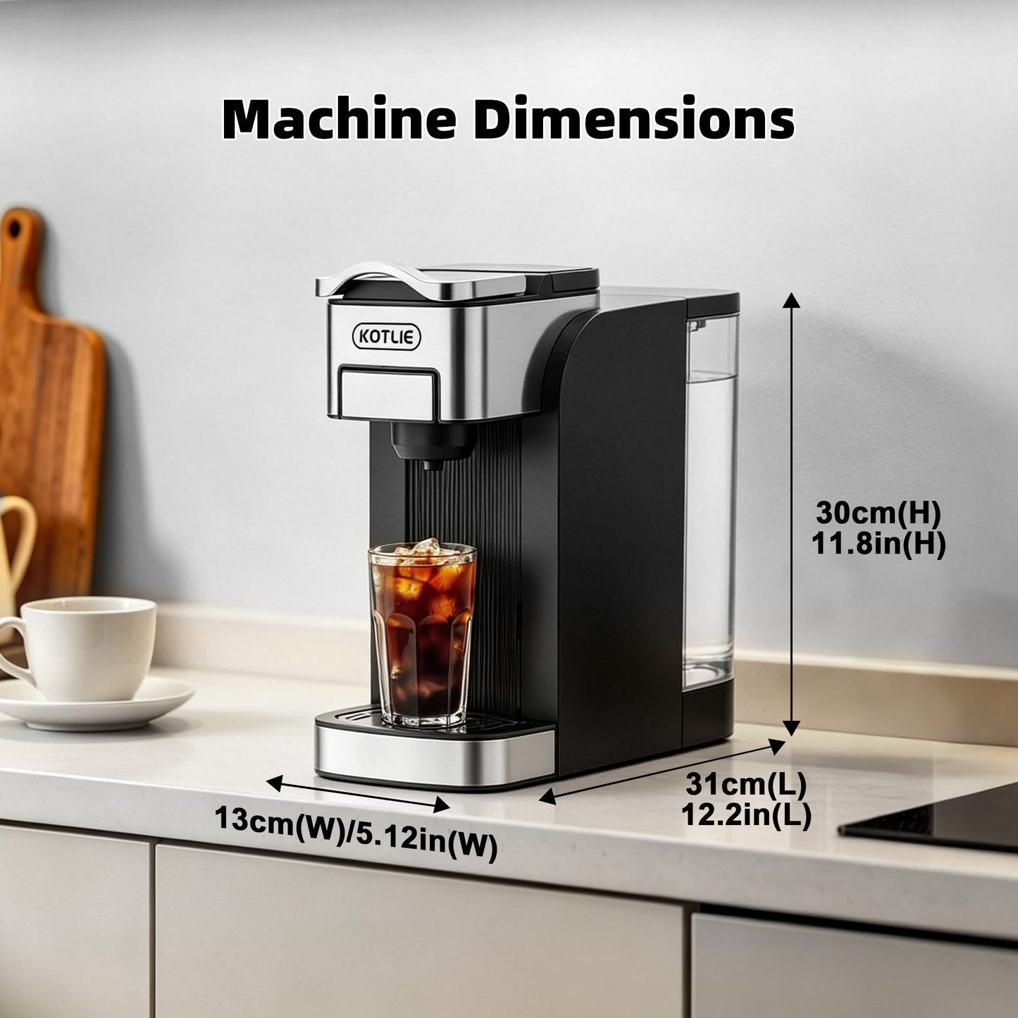 KOTLIE Single Serve Coffee Maker for K*cup/Nes Original/D*G Capsules and Ground Coffee, 50 Oz Removable Reservoir, up to 12oz Cup Sizes,Ideal for Kitchens, apartments, dorm rooms and Offices (CM-827)