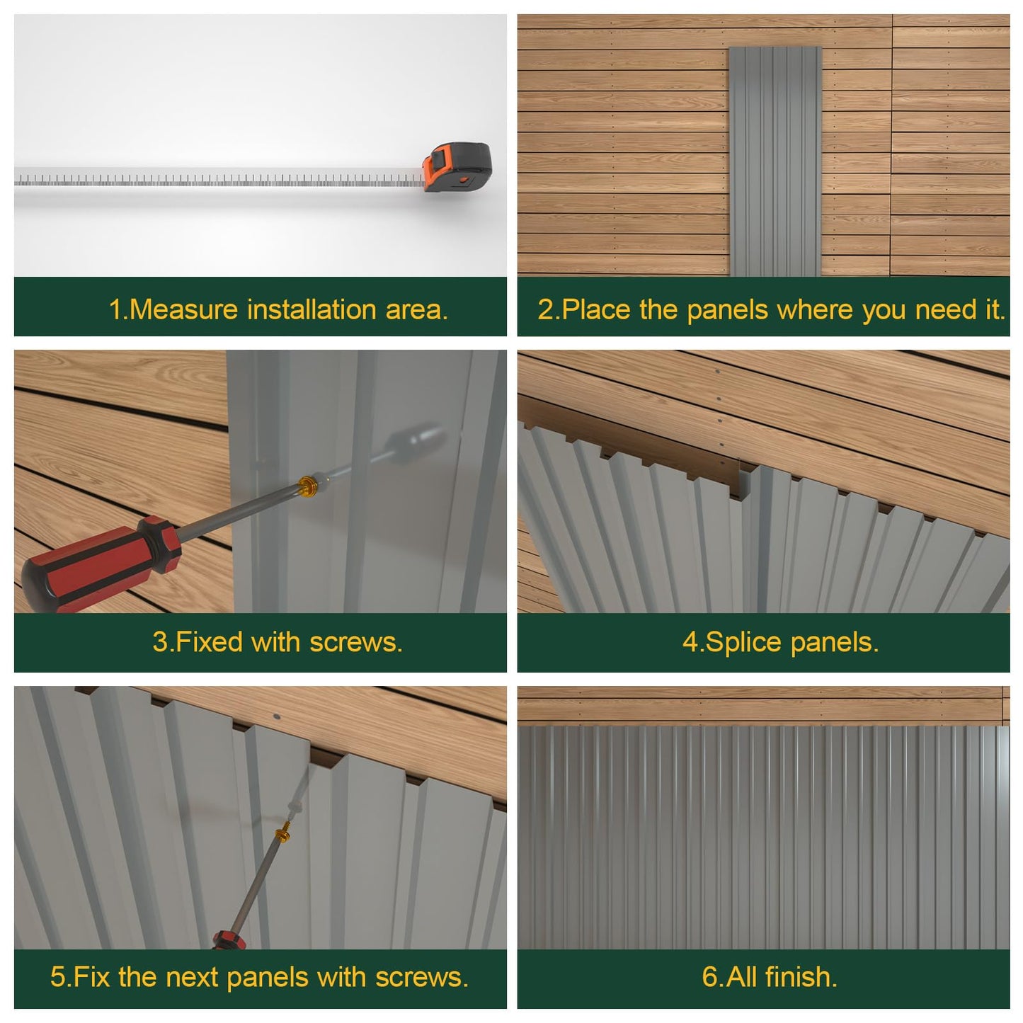NeatiEase 20 Pcs Metal Roofing Panels, 5.1 Feet Corrugated Galvanized Roofing Panels Metal Siding Panels with Steel Screws for Pergola, Gazebo, Shed, Outdoor Storage, Chicken Coop, Patio,Garages
