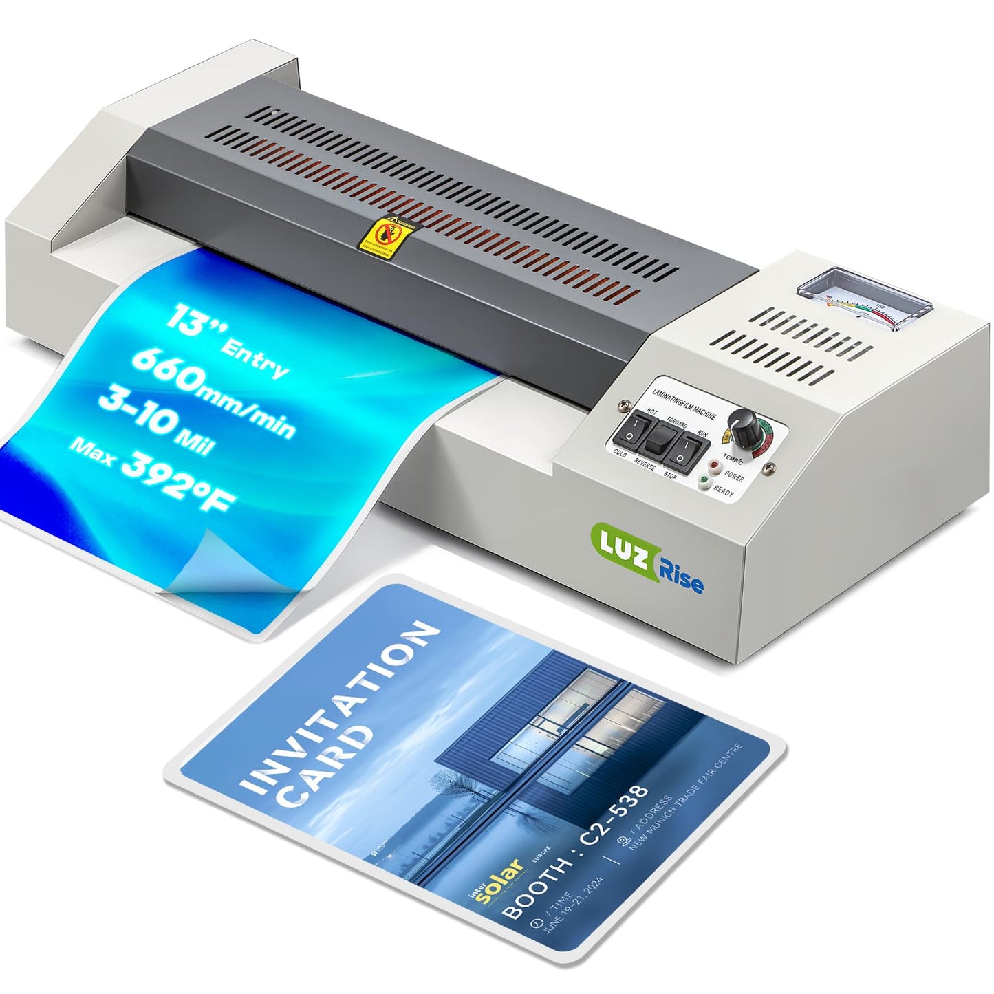 Luzrise 13-Inch Thermal Laminator Machine, 3-10 Mil, 4-Roller Professional Laminator, A3 Cold & Hot Laminating Machine & Foil Applicator with Temp Display MAX 320℉ for Office/School/Business (HD320)