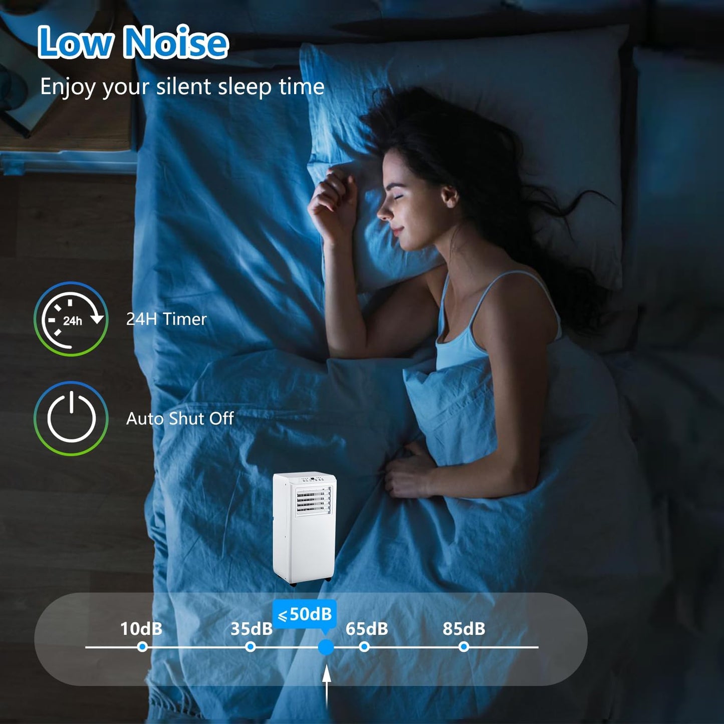 10000 BTU Portable Air Conditioners, 3 in 1 Cools 600 Sq.Ft, Quiet AC with Fan & Dehumidifier, LED Display, Remote & 24H Timer, for Bedroom/Dorms/Apartments, Window Kit Included