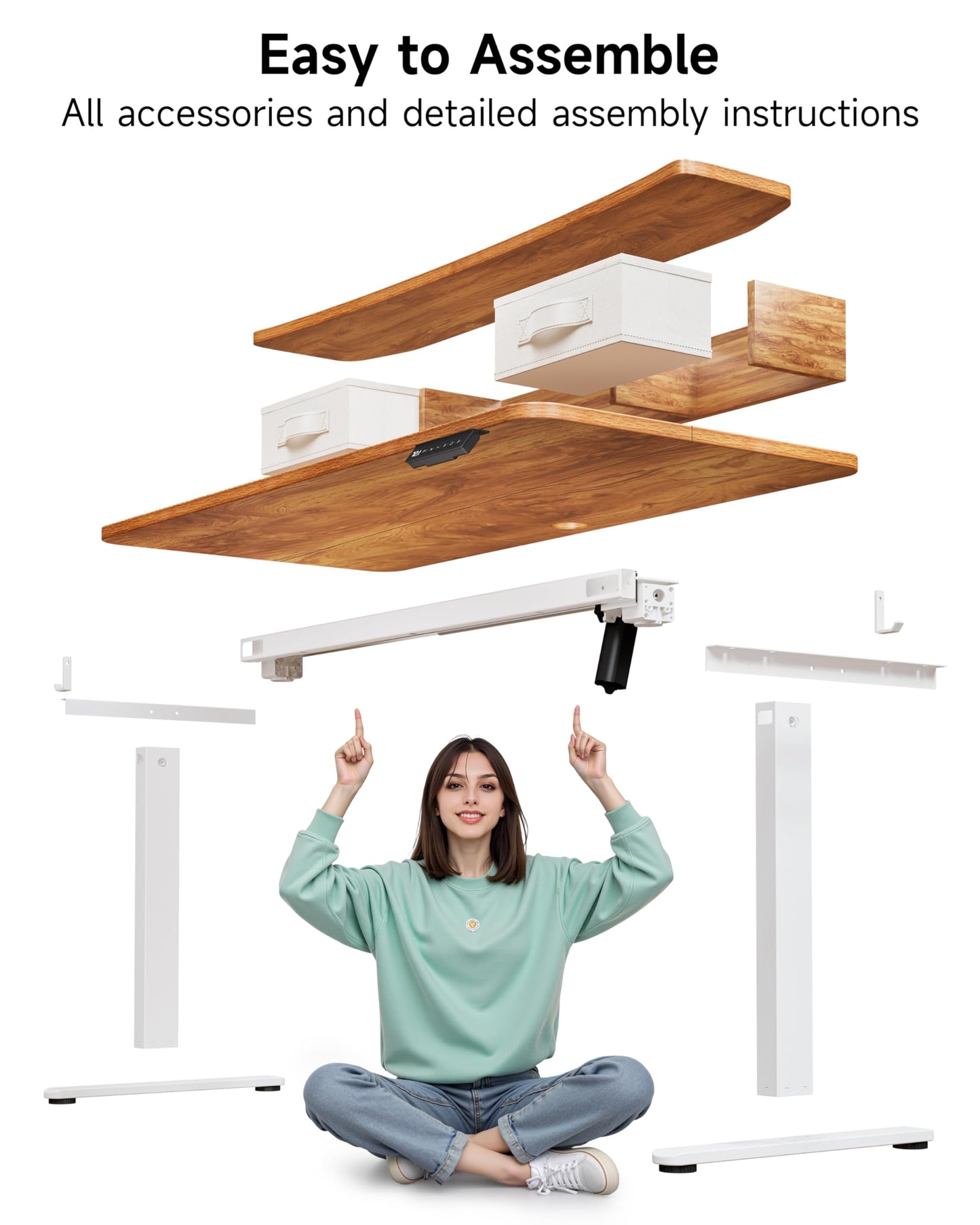 BIZUM Standing Desk with 2 Drawers Computer Desk-Stand up Desk Home Office Gaming Memory Desks C-Clamp Mount Compatible, 48x24 Inch Light Rustic Brown