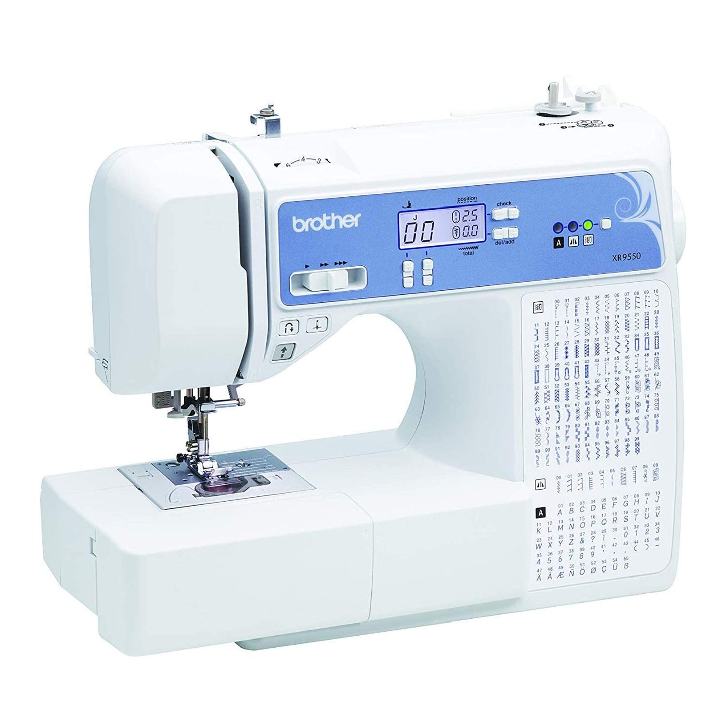 Brother XR9550 Sewing and Quilting Machine, Computerized, 165 Built-in Stitches, LCD Display, Wide Table, 8 Included Presser Feet, White