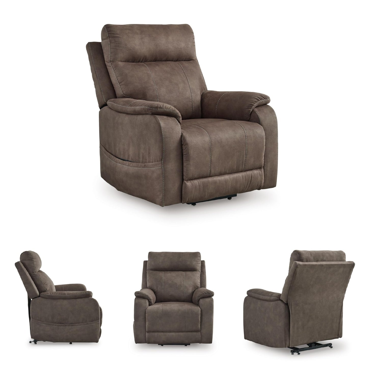 Signature Design by Ashley Crestmeade Modern Dual Motor Power Lift Recliner with Adjustable Backrest, USB Ports, Heat and Massage Function, Dark Brown