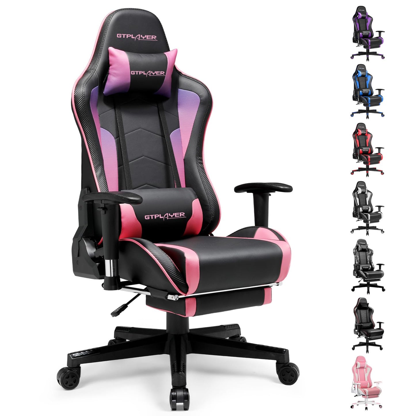 GTPLAYER Gaming Chair with Footrest Speakers Video Game Chair Bluetooth Music Heavy Duty Ergonomic Computer Office Desk Chair