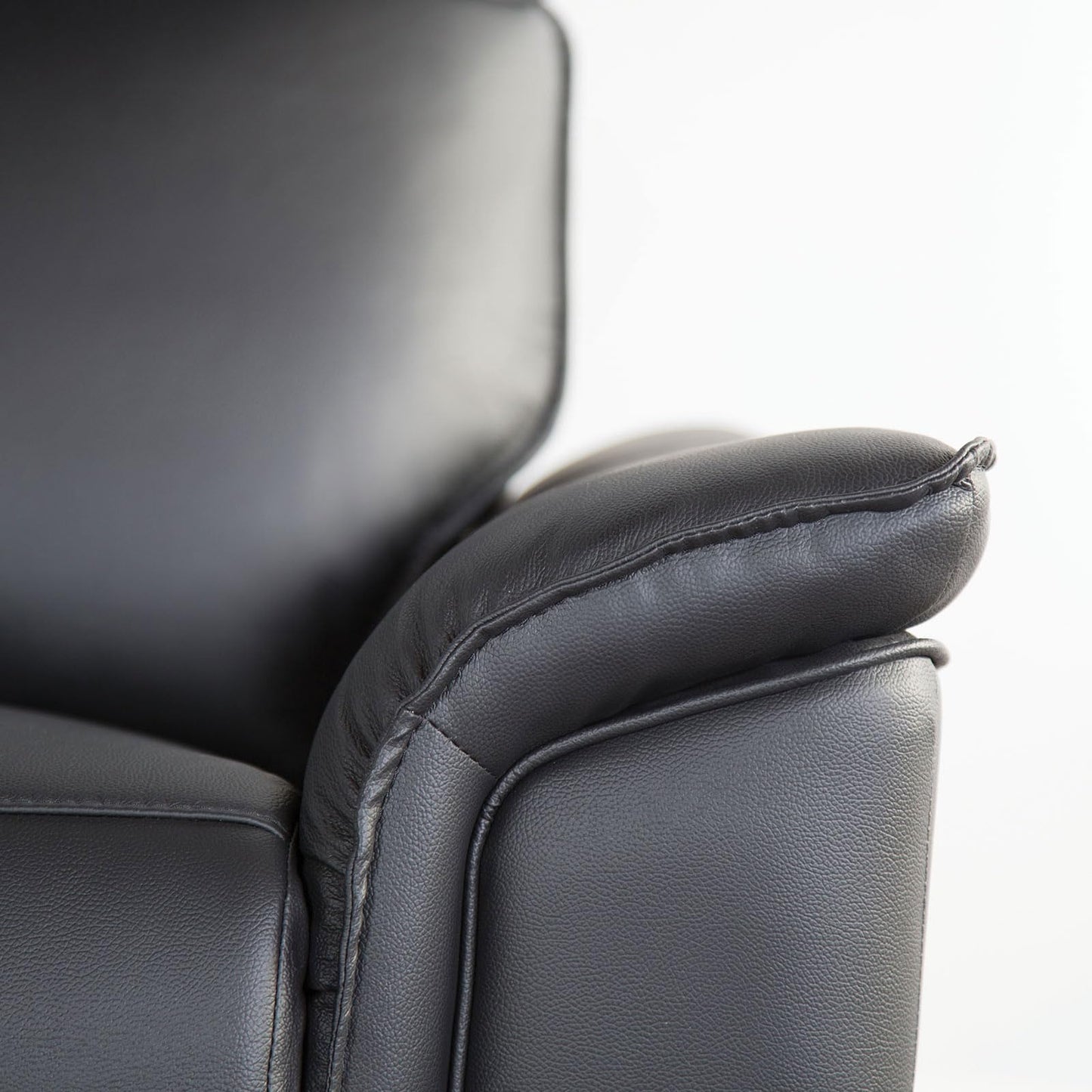 Furniture of America Kaelan Modern Leather Recliner Sofa with Padded Armrests and High Density Foam, Reclining Sectional Couch for Living Room, Office, Home Theater, FSC Certified, Black