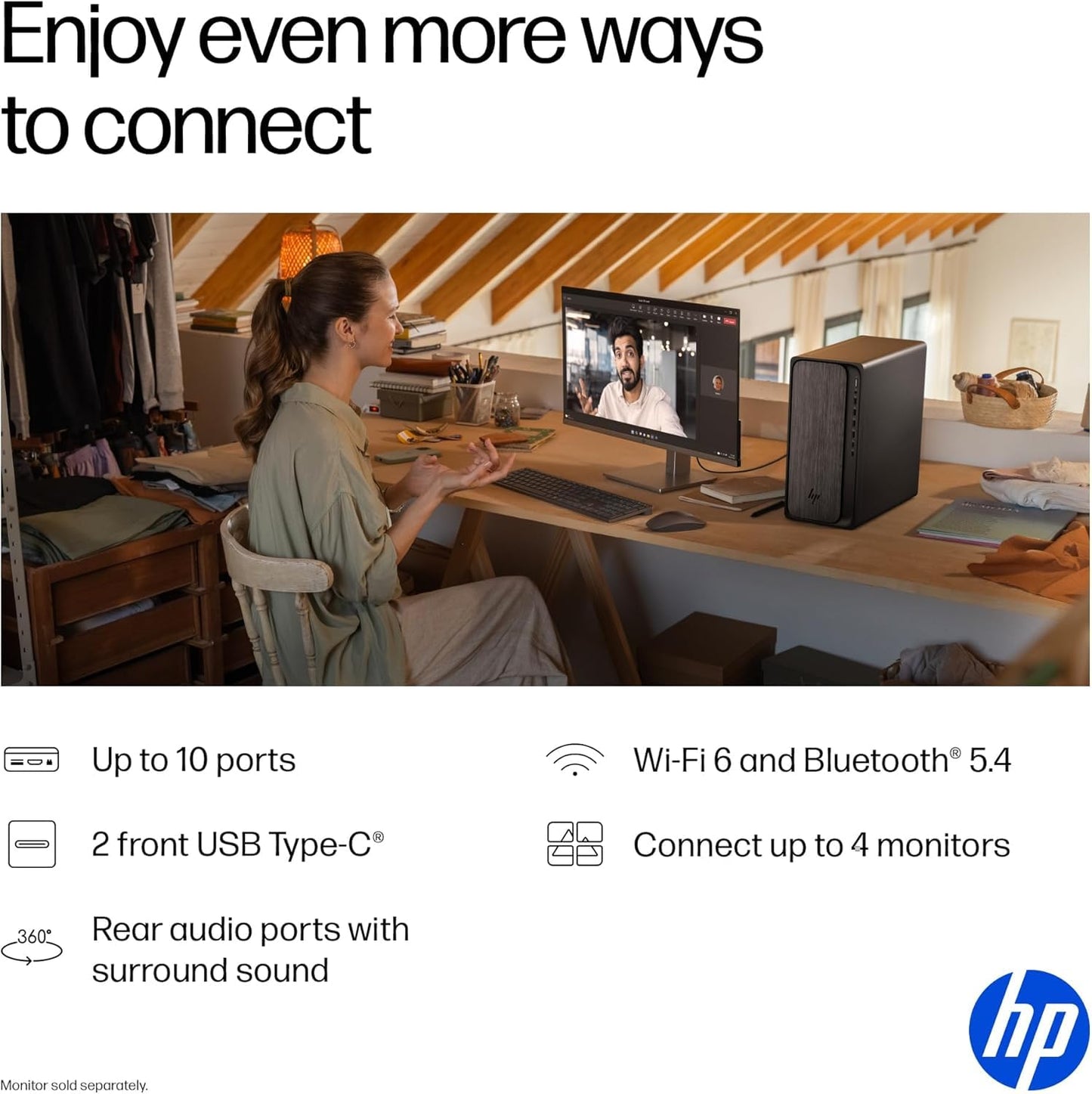 HP OmniDesk Gaming Next Gen AI PC Desktop, AMD Ryzen 7 Processor (16-Threads, Up to 5.1GHz), 32GB DDR5 RAM, 1TB SSD, GeForce RTX 3050, Wi-Fi 6, HDMI+DP Dual Monitor Support, Windows 11