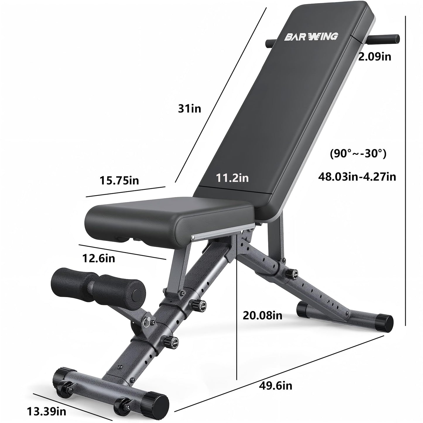 BARWING Best Adjustable Weight Bench For Home Gym, With 11 Backrest Positions & 5 Seat Adjustments, 1000 Lb Capacity Incline Decline Bench For Dumbbell Bench Press, Full Body Strength Training