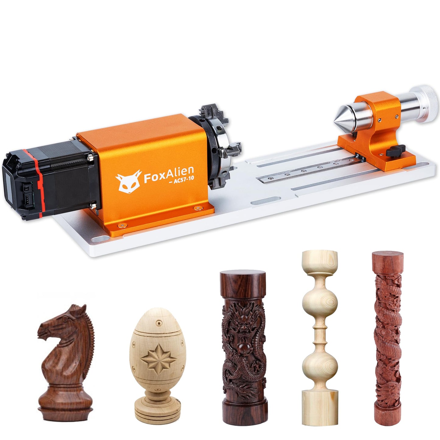 FoxAlien 4th Axis Rotary Module for Masuter 3S, XE-Ultra, XE-PRO CNC Router Machine, with NEMA23 Closed Loop Stepper 10:1 Reduction Gearbox for Cylindrical Wood Metal Engraving (AC57-10)