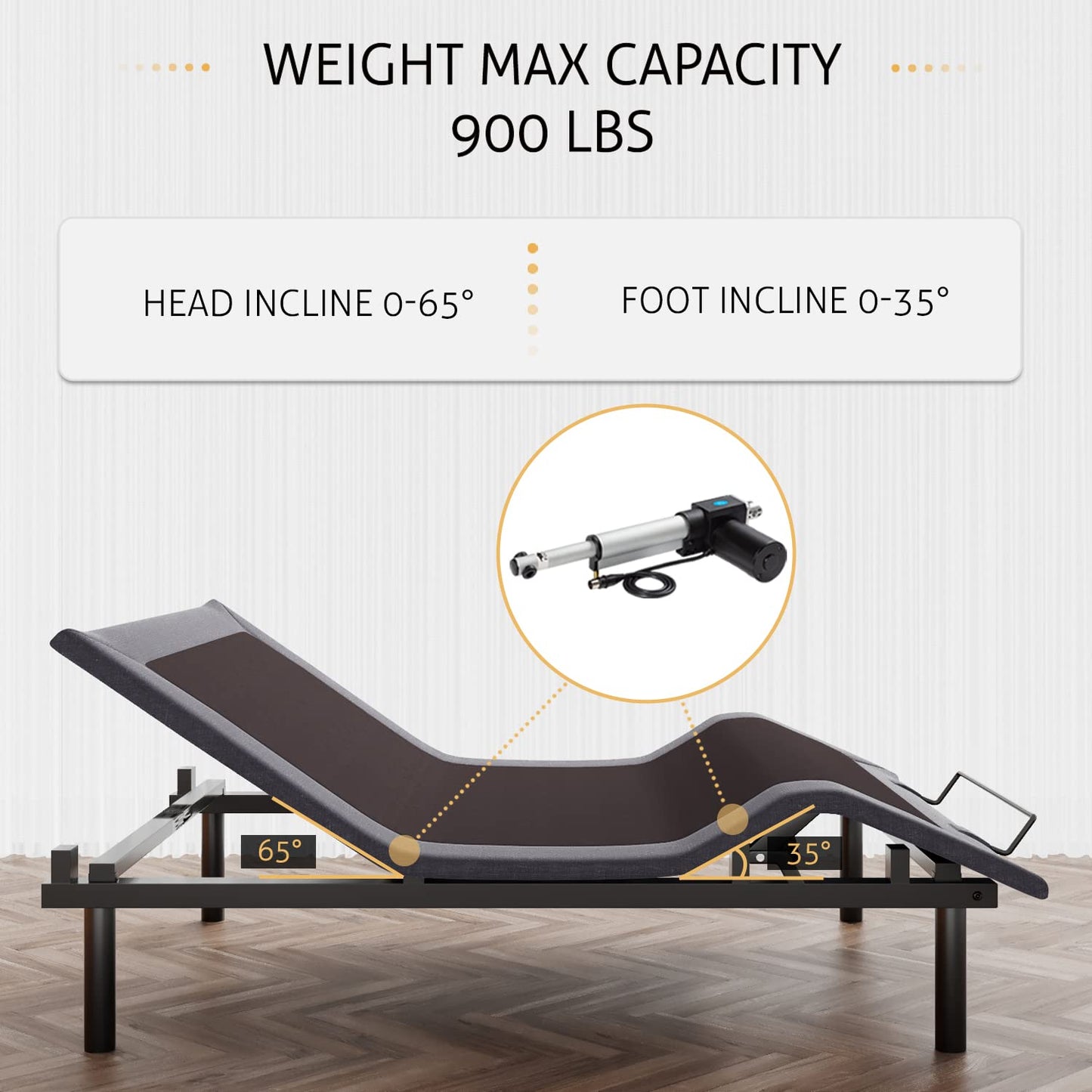 SHA CERLIN Electric Adjustable Bed Base, Ergonomic Basic Full Size Bed Frame with Upgraded Motors and Wireless Remote Control, Independent Head and Foot Incline, Assembly Required
