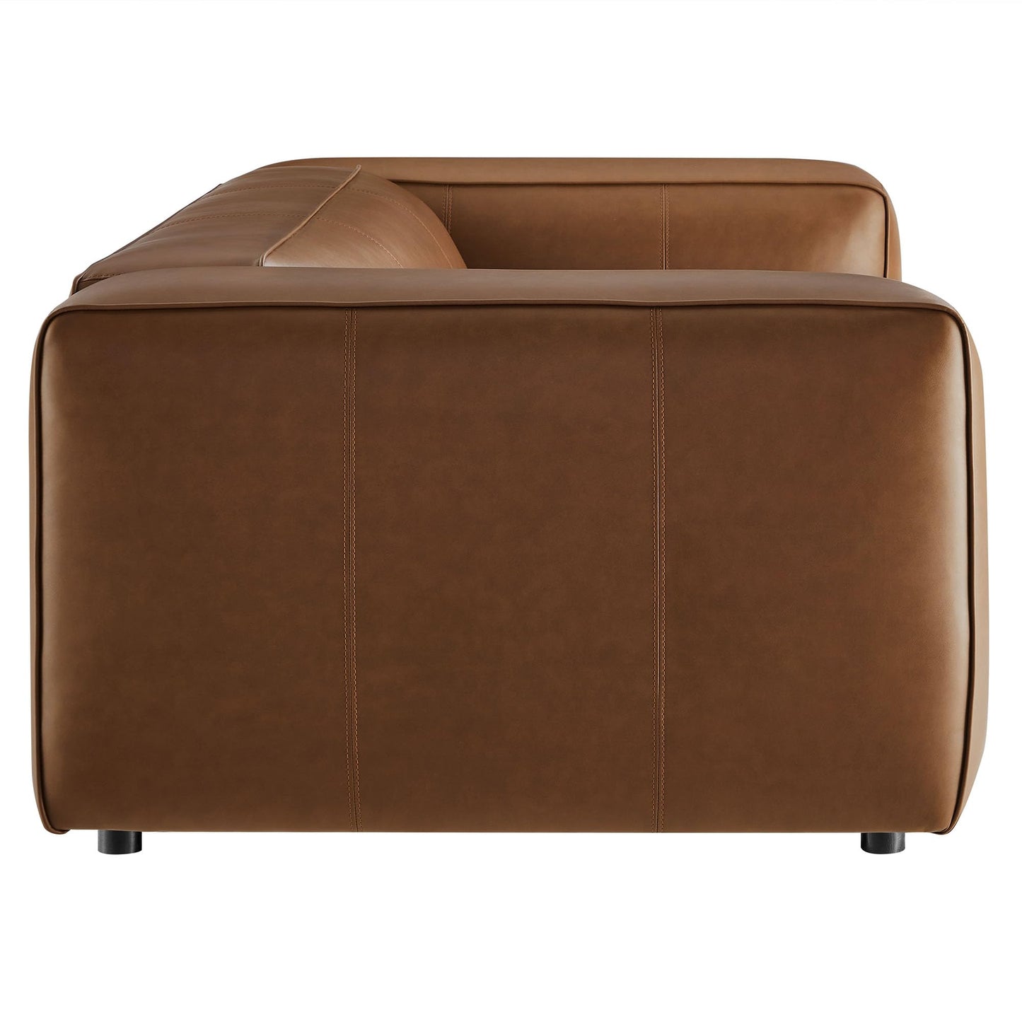 Modway Auren Vegan Leather Sofa in Coffee - Faux Leather Couch - Comfy Modern PU Leather Sofa - Oversized Mid Century Modern Couch for Living Room, Apartment, Loft