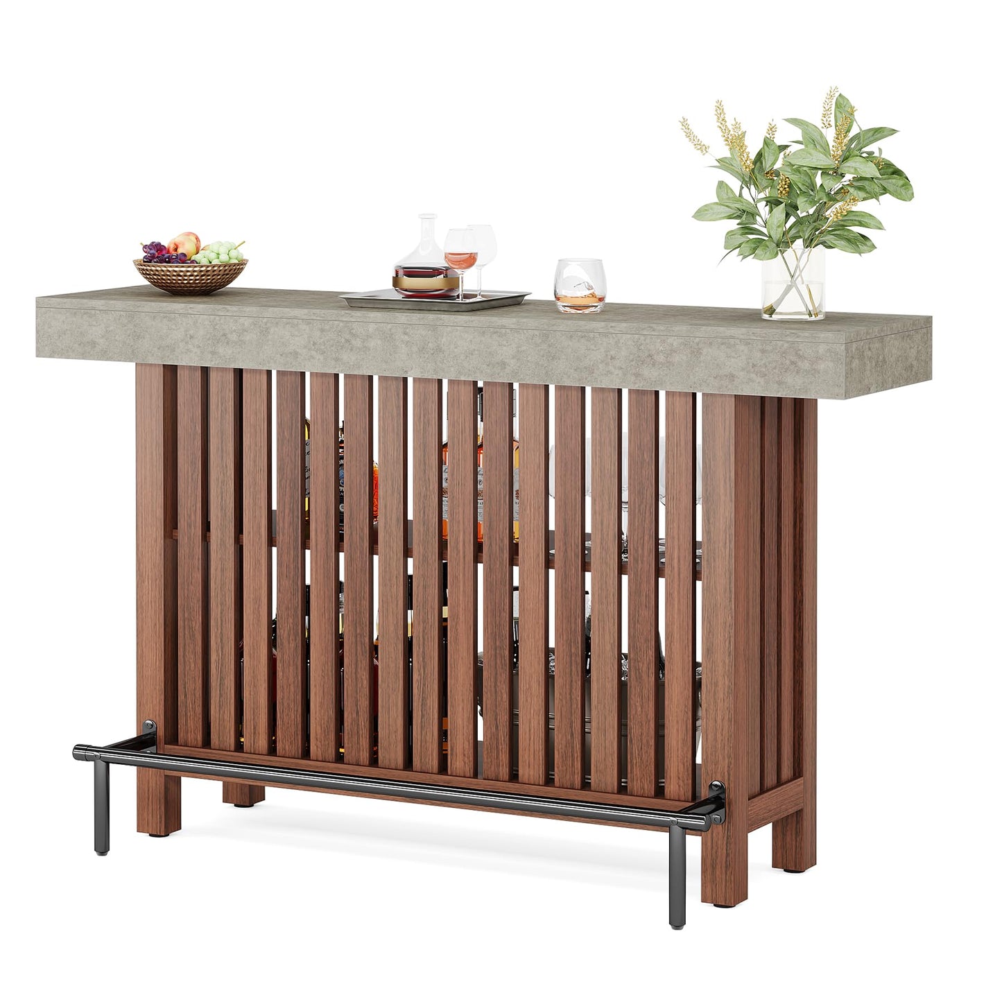 Tribesigns 63-Inch Large Home Bar Unit, 2-Tier Mini Bar Table, Height Pub Table with Footrest, Modern Coffee Bar Cabinet for Home Kitchen, Bistro, Dining Room, Living Room