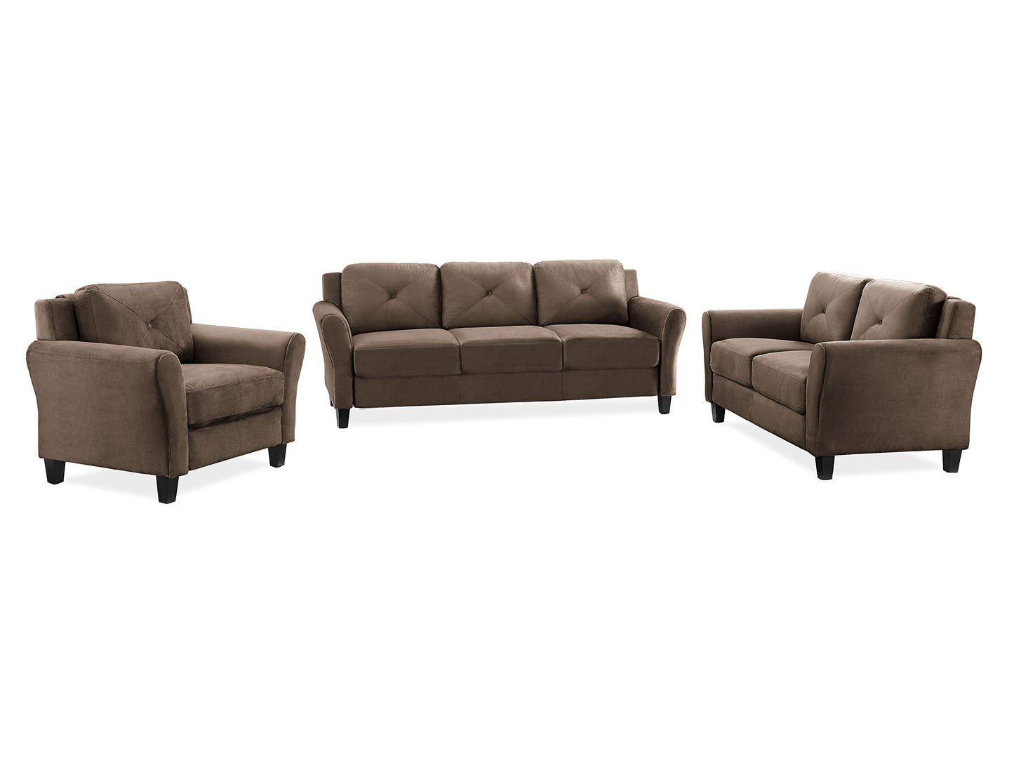 Studio Living Harrington 80.3" Sofa, Transitional Modern, Pocket Coil Comfort, Easy Assembly, Microfiber Fabric, Brown