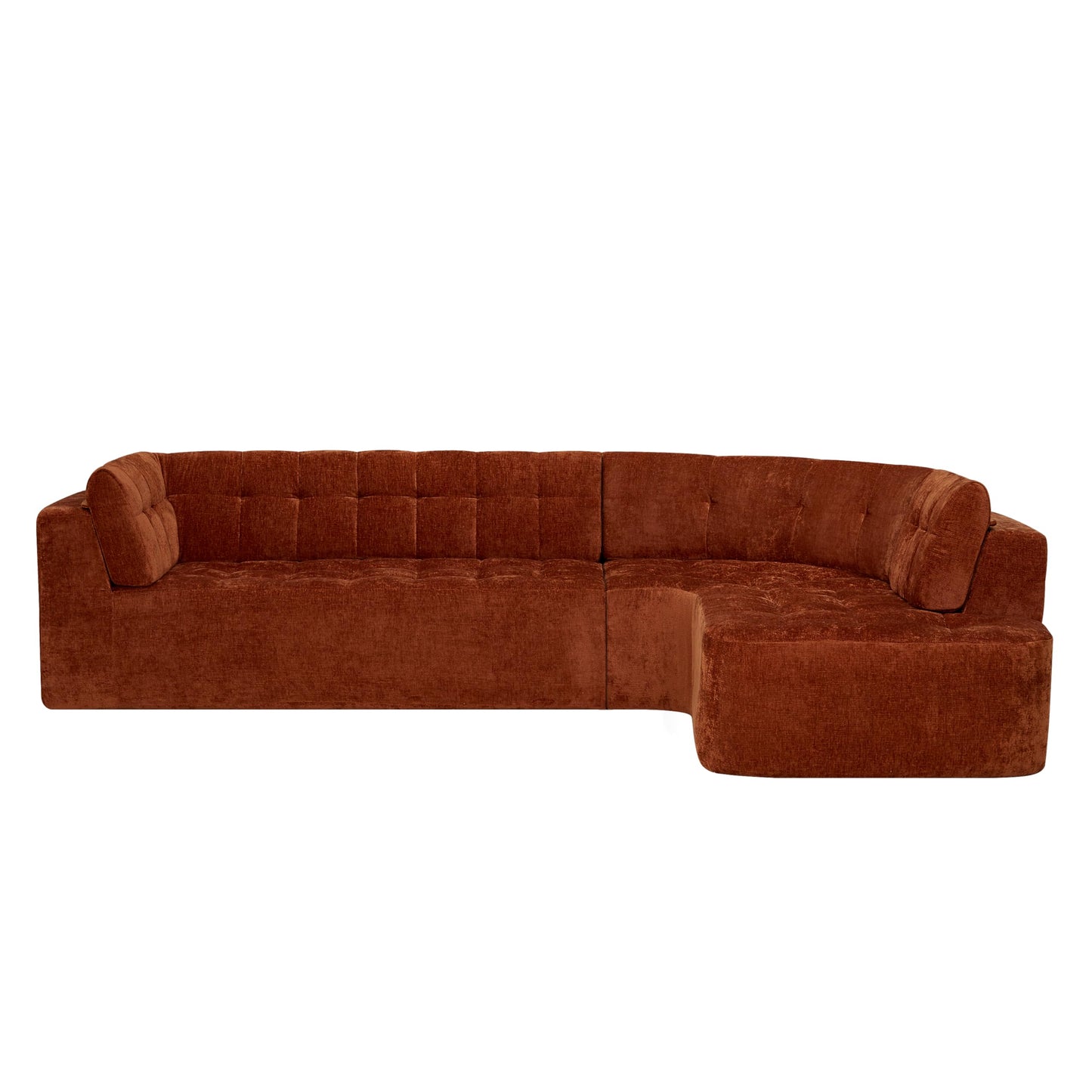 Merax 119" L-Shaped Curved Sectional Sofa Set | 4 Seat Modern Minimalist Tufted Cloud Couch with Chaise Lounge | Fully Upholstered Arms | Right-Hand Facing Foam | No-Tools Assembly, Dark Orange