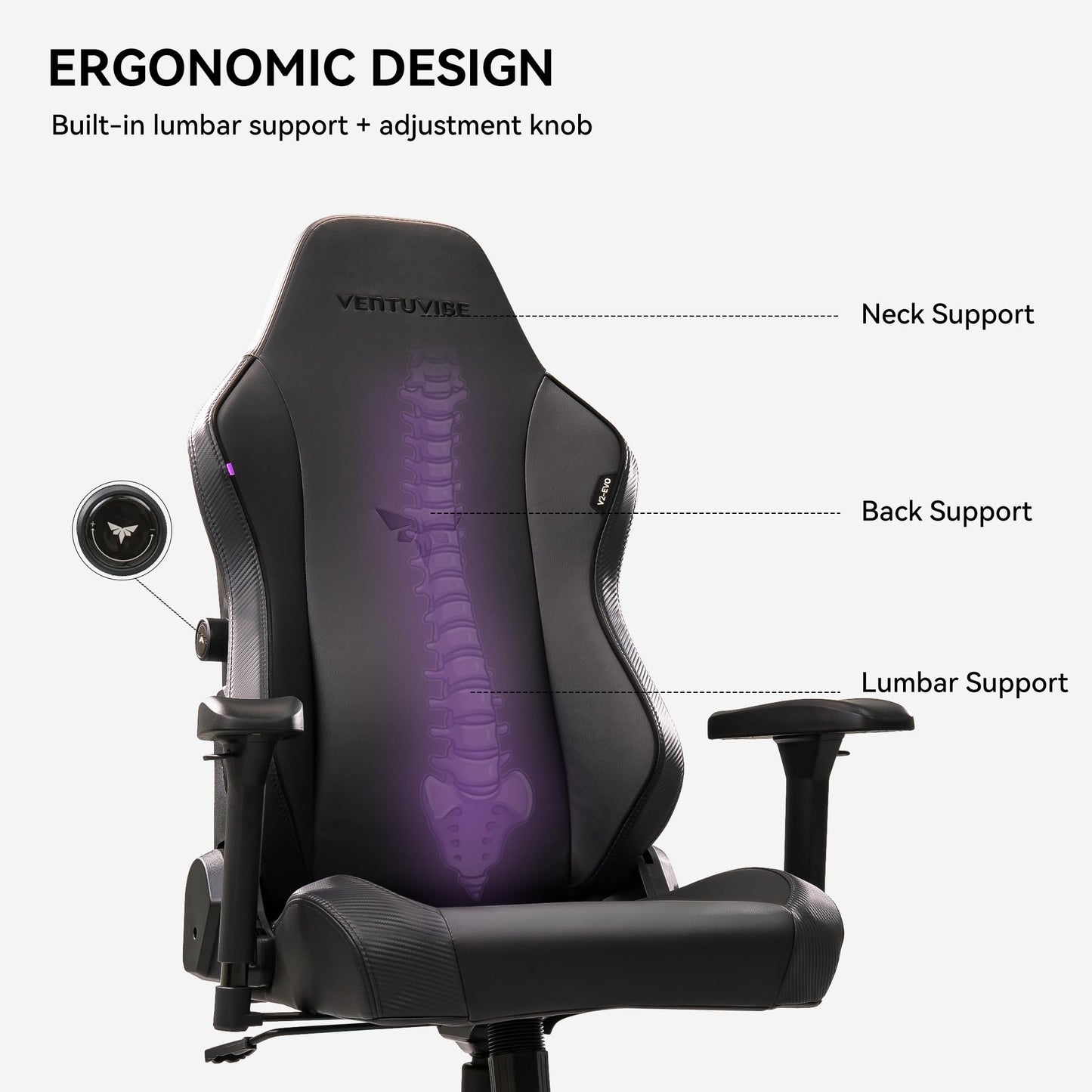 VENTUVIBE Gaming Chair - High Back Ergonomic Computer Chair with Lumbar Support, Video Game Chair-4D Adjustable Armrests,170° Reclining & 320lb Capacity,PU Leather Office Chair for Adults