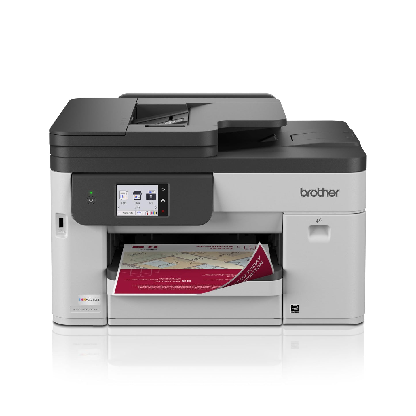 Brother INKvestment 5010 Wireless Color Inkjet All-in-One Printer with Automatic 2-Sided Copy & Scan with 2.7” Color Touchscreen (MCF-J5010DW)