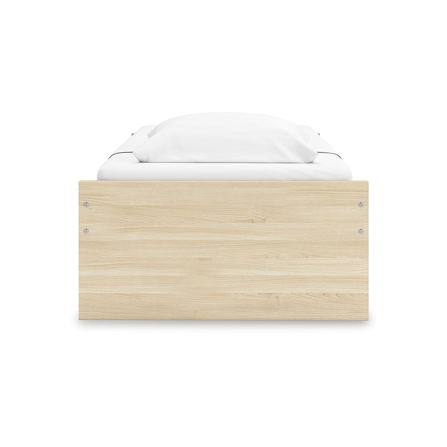 Signature Design by Ashley Onita Scandinavian 2-Drawer Twin Platform Bed with 1 Side Storage, Foundation or Box Spring Not Needed, Light Brown