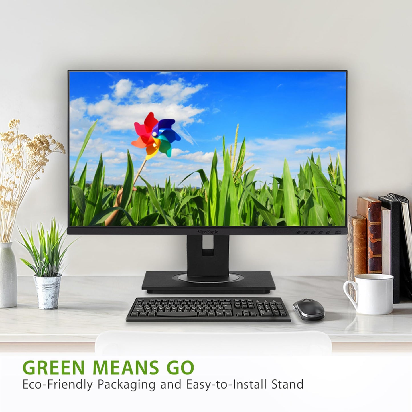 ViewSonic VG2748A 27 Inch IPS 1080p Ergonomic Monitor with Ultra-Thin Bezels, HDMI, DisplayPort, USB, VGA, and 40 Degree Tilt for Home and Office, Black