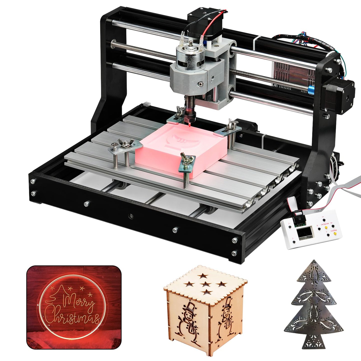 Genmitsu CNC 3018-PRO Router Kit GRBL Control 3 Axis Plastic Acrylic PCB PVC Wood Carving Milling Engraving Machine with Offline Controller, XYZ Working Area 300 x 180 x 45mm