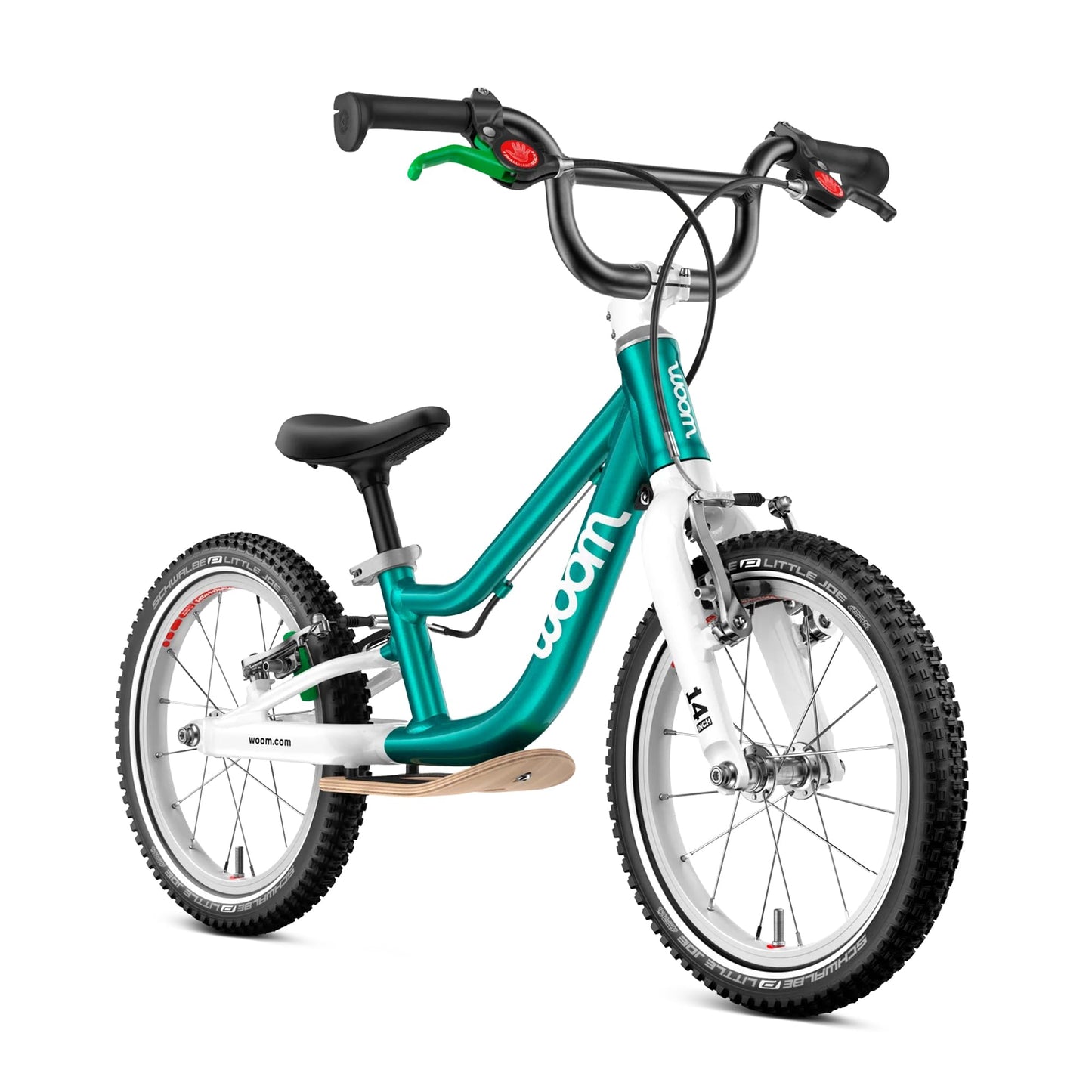 woom GO 1 Plus Balance Bike for Children 3 to 4.5 Years Old, 14-Inch Lightweight Bike with Handbrake & Steering Limiter for Toddler Boys & Girls - Metallic Turquoise