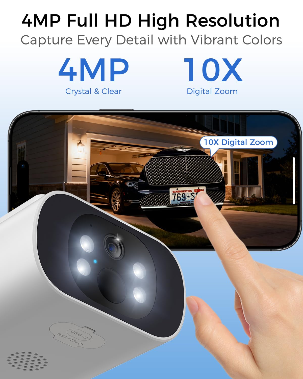 obligz Solar Security Cameras Wireless Outdoor, 4MP Cameras for Home Security Camera System, 64GB Local Storage, No Subscription, Easy Setup, Color Night Vision, 2.4 & 5G WiFi, 4-Cam Kit