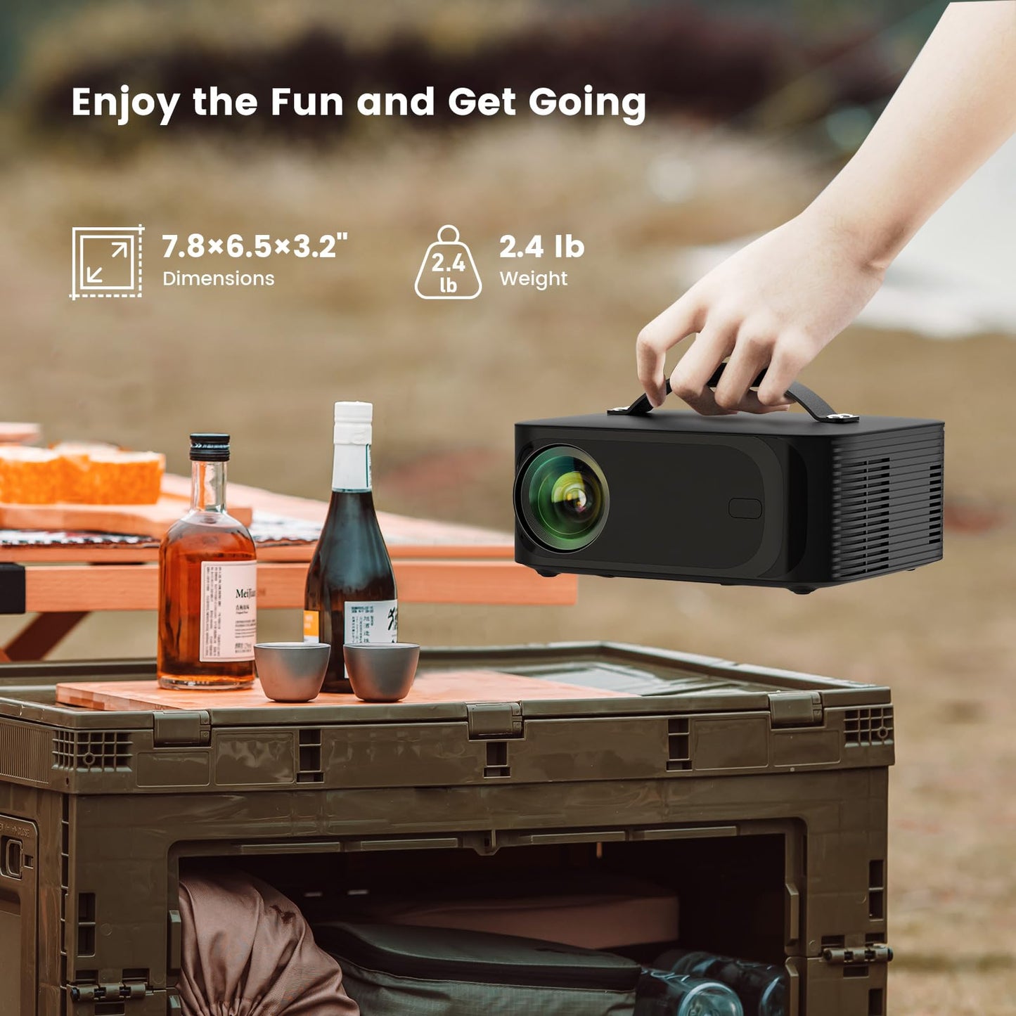 Outdoor-Projector-4K with WiFi and Bluetooth: [3000 Brightness/50W DoIby/Built-in APPs] Portable-Projector Smart OS 2.0&AI Auto Focus, ONOAYO Movie Proyector Compatible with Netflix/YouTube/PrimeVideo