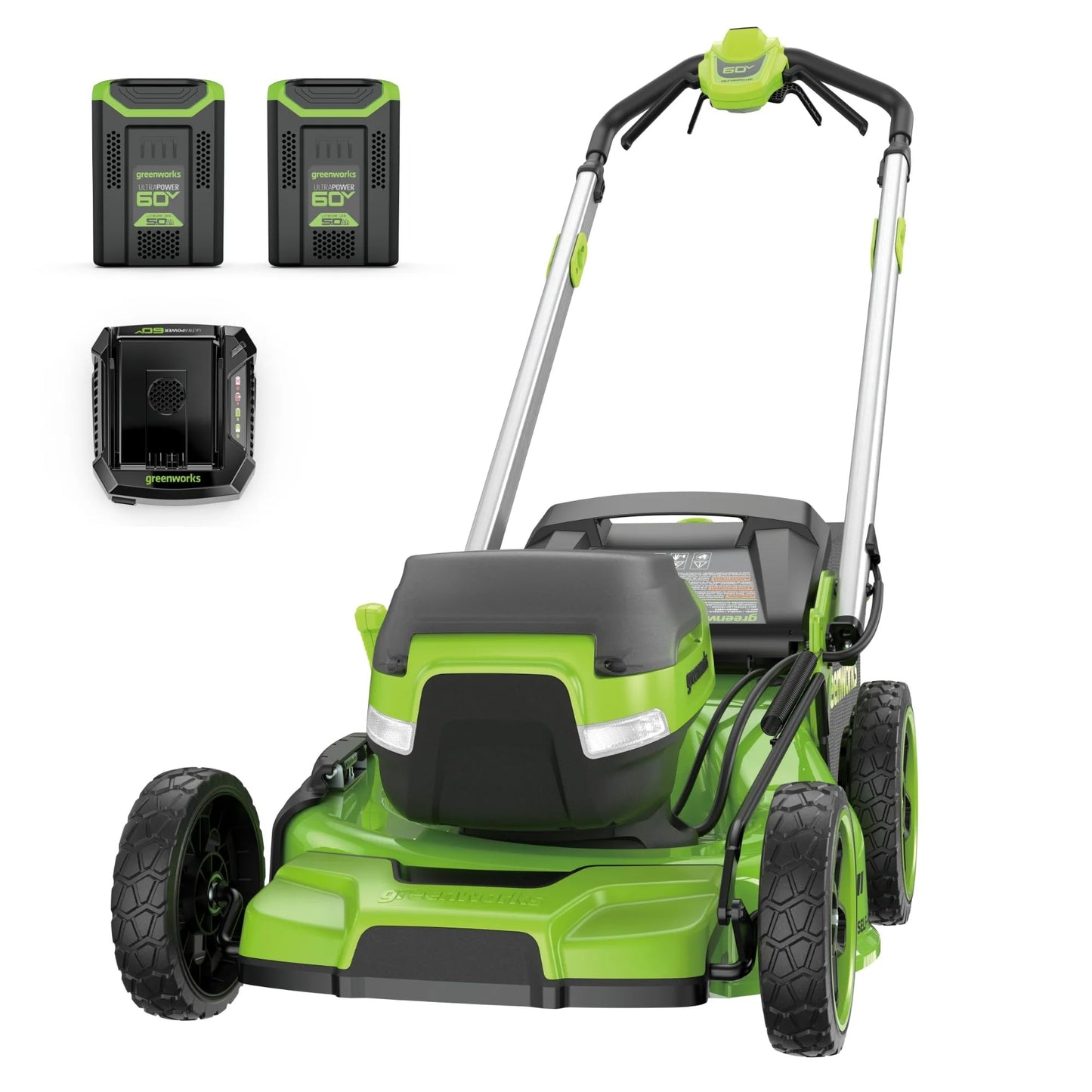 Greenworks 60V 21” Dual-Blade Self-Propelled Lawn Mower with (2) 5.0 Ah Batteries & Rapid Charger