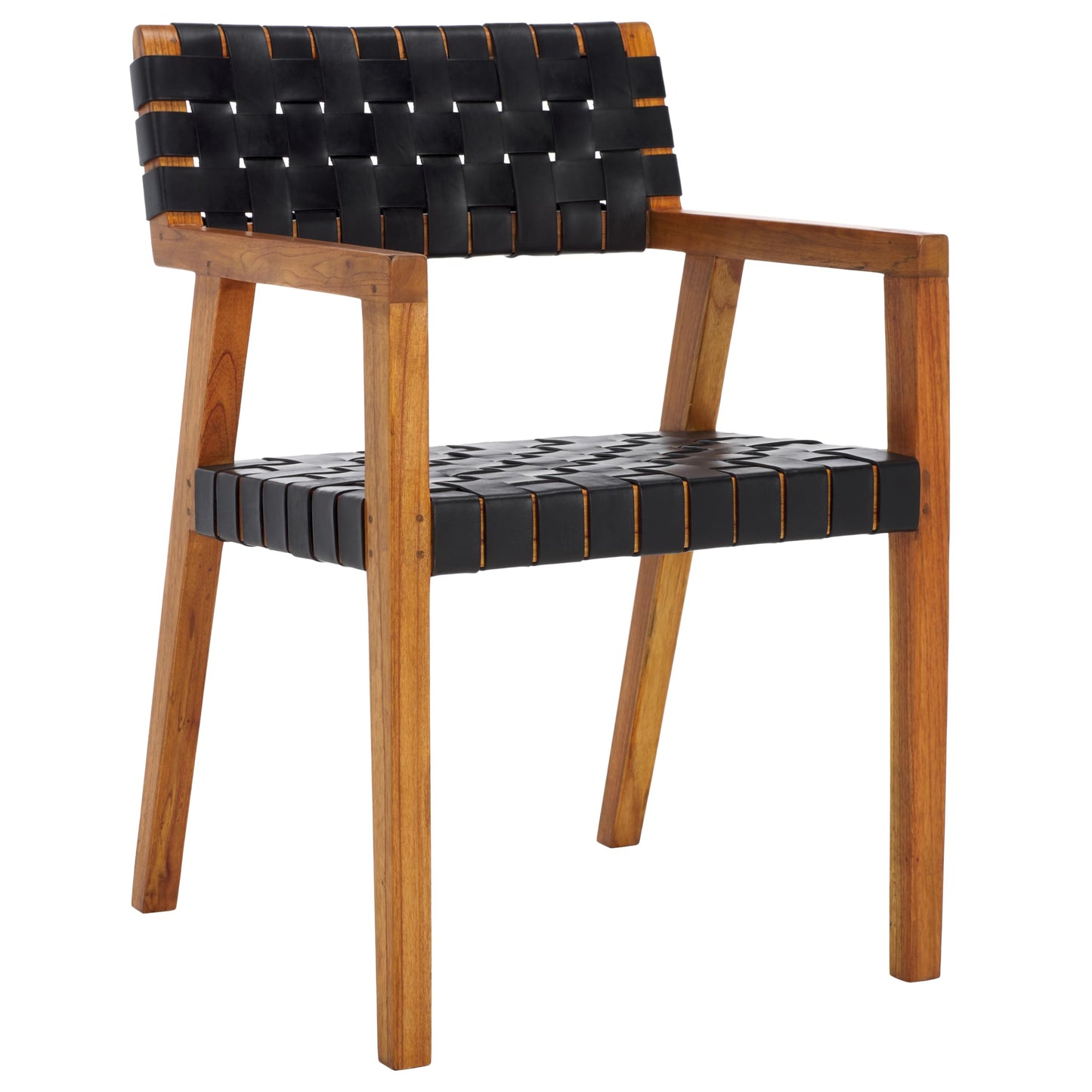SAFAVIEH Home Collection Cire Black Faux Leather/Natural Solid Wood Dining Chair