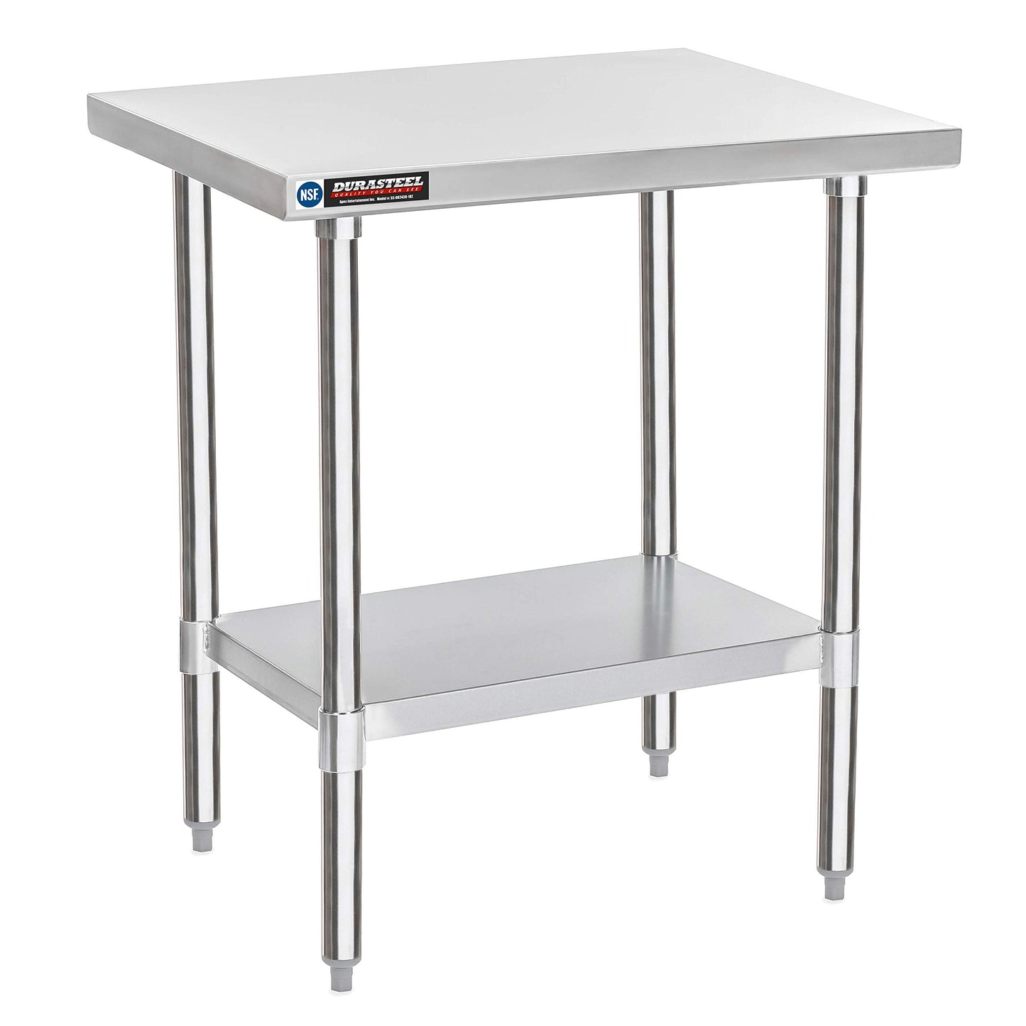 DuraSteel 24x30 Stainless Steel Work Table - NSF Commercial Prep Metal Table - Outdoor Pizza Oven Stand w/Under Shelf - Kitchen Island Laundry Utility Garage Microwave Stand Large Rolling Storage Cart