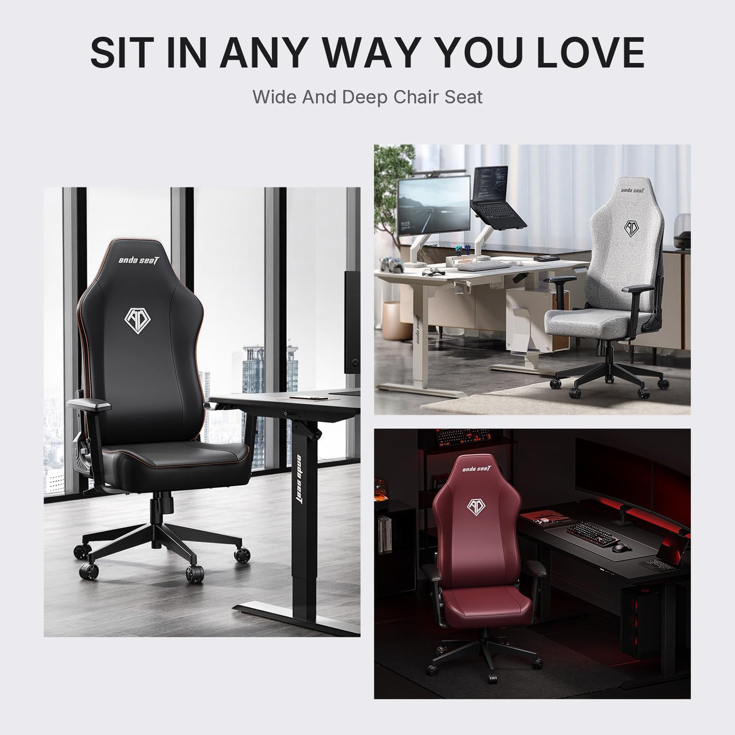 Anda Seat MANA Gaming Chair for Adults - Ergonomic Black Leather Game Chairs with Adjustable Armrest, Comfortable Office Chair with Lumbar Support, Heavy Duty Wide Computer Seat for Home & Work