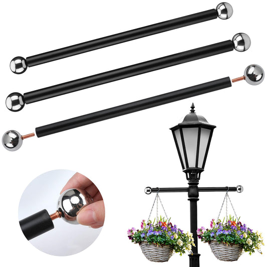 Yaocom Lamp Post Cross Arm Replacement, 16 Inch Steel with Brass Caps, Silver Ball, Model Yaocom-Cross Arm Ladder-42
