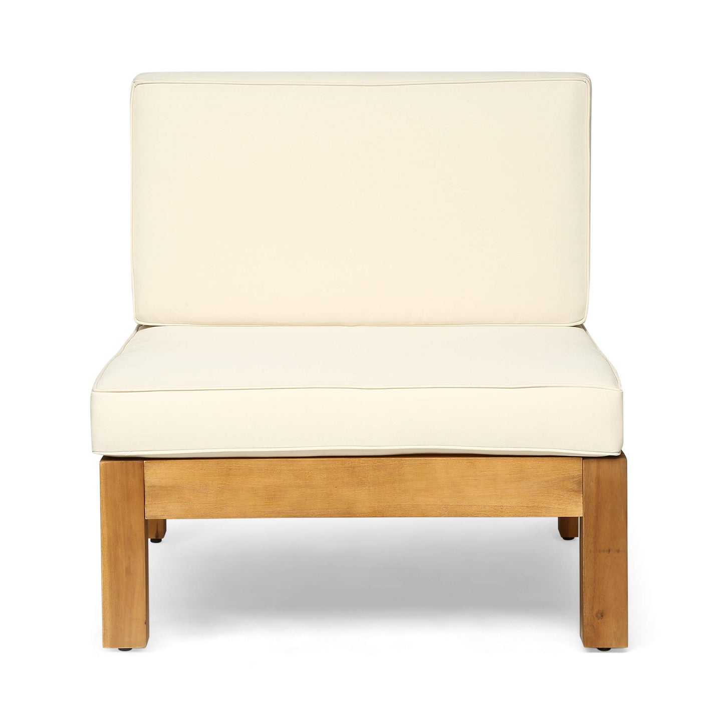 Christopher Knight Home Culatra Outdoor Acacia Wood 5 Seater Sectional Couches Sofa Patio Furniture Set with Fire Pit, 88.5 "W x 88.5 "D x 26.5 "H, Teak + Beige + Dark Gray