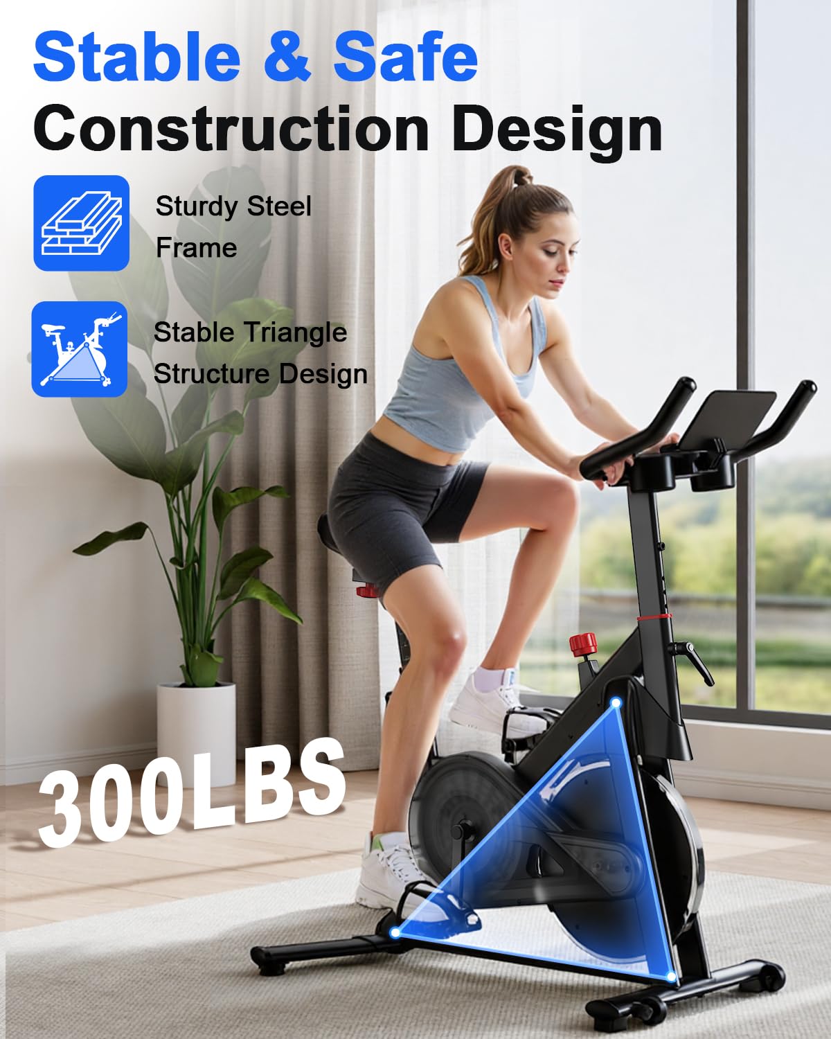 Superun Exercise Bike, Stationary Bikes for Home Gym with 32-Level Magnetic Resistance, 300LBS Capacity Indoor Cycling Bike with Comfortable Seat, LED Display