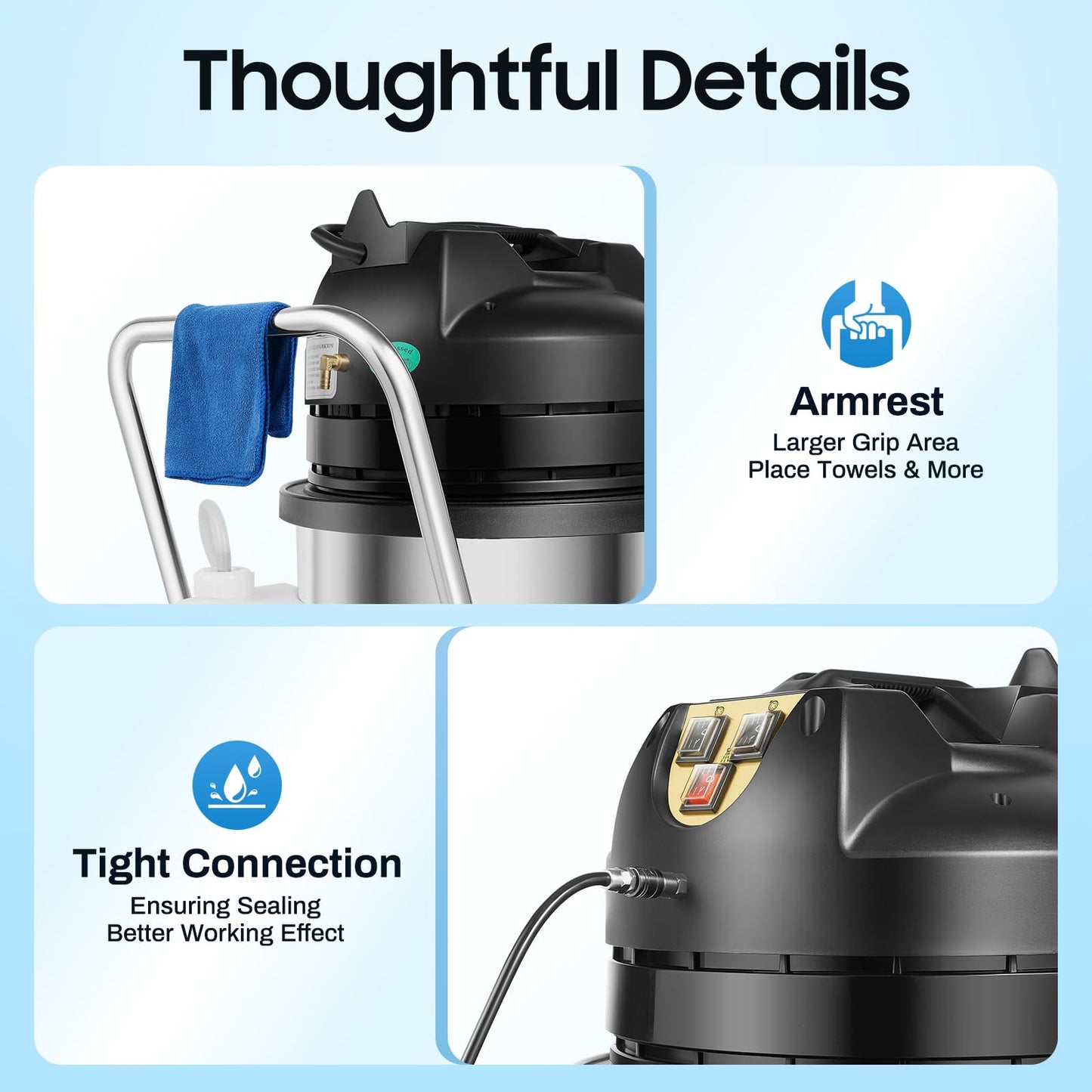 HUASSION 60L/15.85Gal Commercial Carpet Cleaner Machine, 2110W 3 in 1 Wet Dry Vacuum Cleaner, Carpet Extractor Machine with 6 Tools, Heavy Duty Floor Cleaning Machine for Home, Office, Hotel