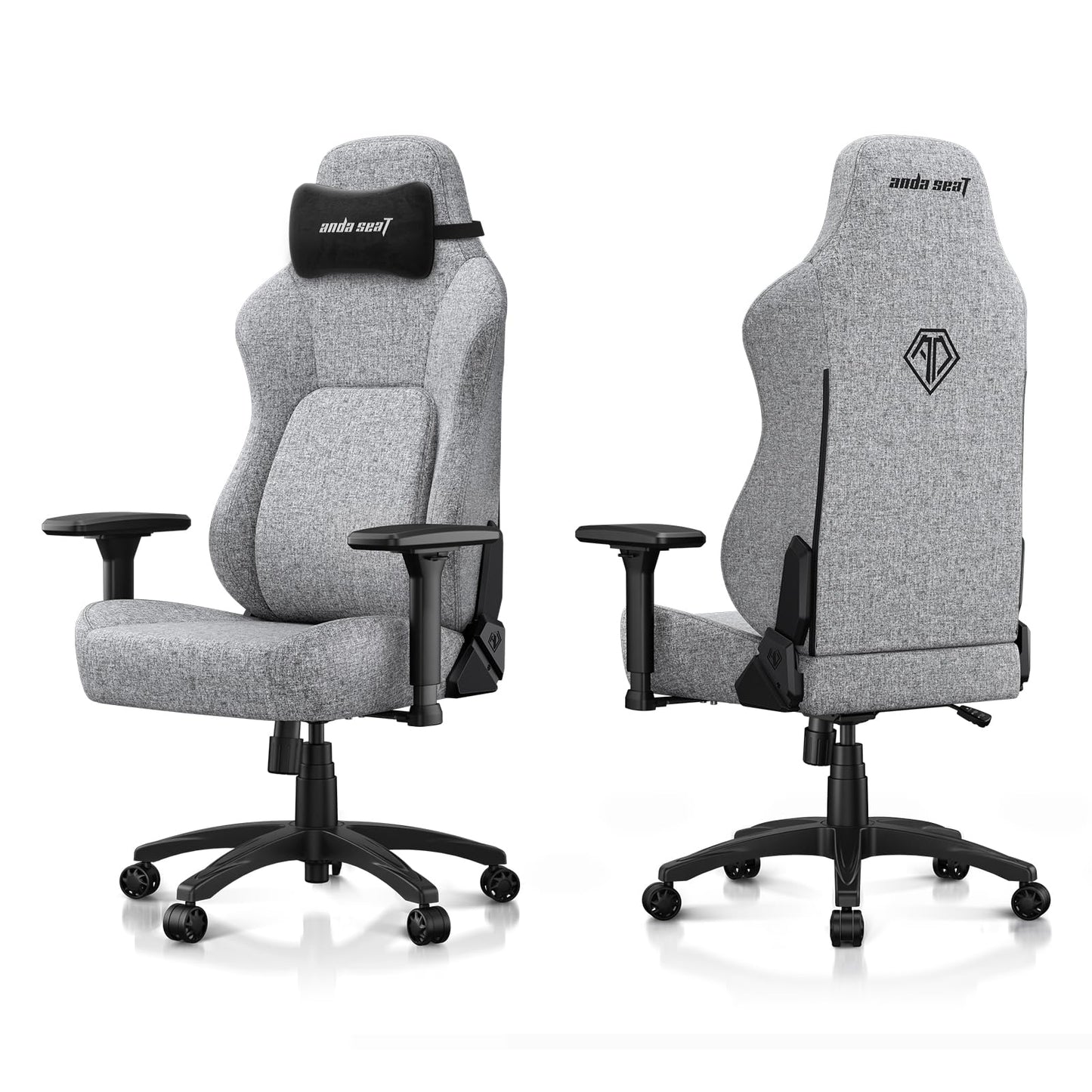 Anda Seat Phantom 4 Gray Fabric Gaming Chairs for Adults - Large Wide Seat Gamer Chair with Dynamic Lumbar Support, Comfortable Ergonomic Video Game Seats with Headrest - 2D Armrests