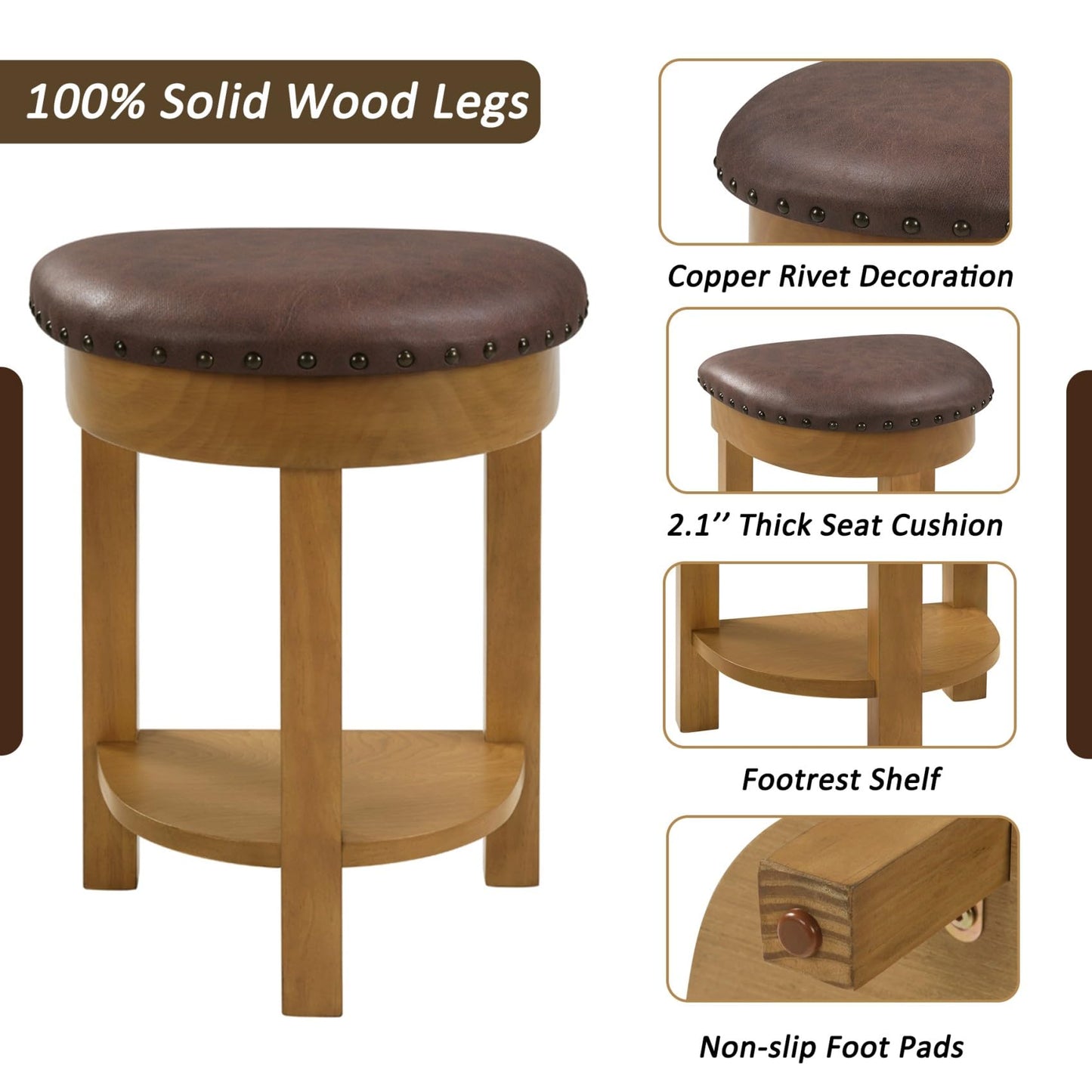 KEIKI 60" Solid Pine Wood Bar Table Set with 3 PU Stools Chairs, Long Bar High Top Dining Table & Upholstered Stools, Behind Couch Sofa Counter Height Pub Table for Breakfast, Kitchen Living Room