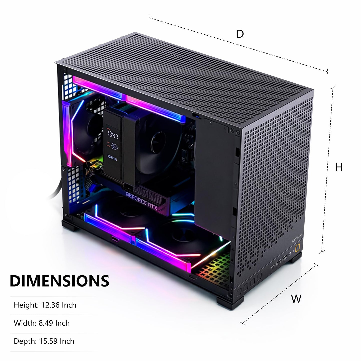 KOTIN Prebuilt Gaming PC Desktop Computer, AMD Ryzen 5 9600X up to 5.4GHz, GeForce RTX 5060 Ti 8GB GDDR7, 16GB DDR5-6000, 1TB PCIe 4.0 NVMe SSD, 650W 80+ Gold PSU, WiFi 7, Windows 11 Home