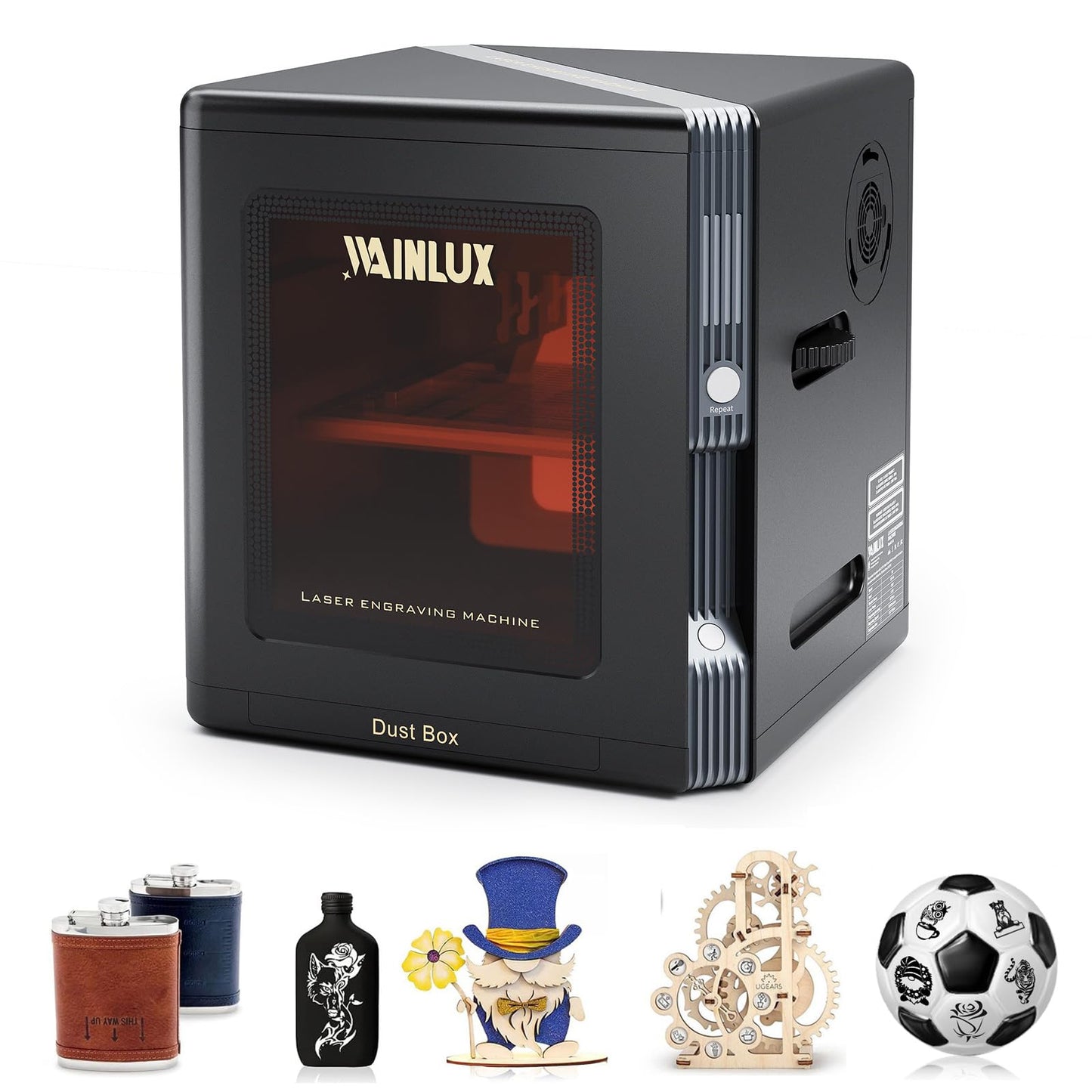 WAINLUX K8 Mini Laser Engraver, Laser Engraving Machine, 10000mW Fully Enclosed with Viewable Window, Laser Engraver and Cutter Machine for Wood Metal Leather, Grabadora Láser, Laser Class 1