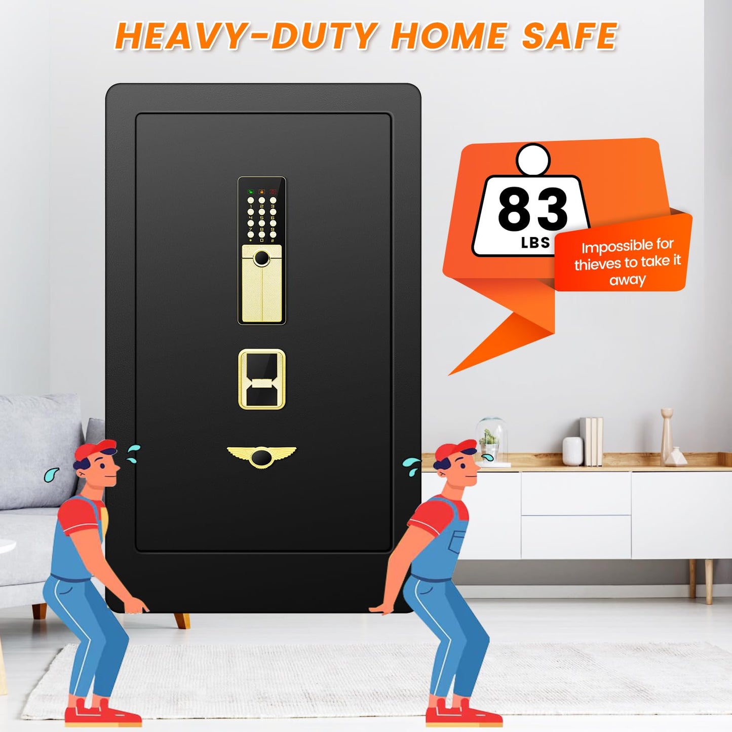 83LBS Fireproof Safe Box with Hidden Lock Box, 31.5''H Large Document Safe with Fireproof Waterproof Bag, Anti-Theft Dual Alarm, Digital Security Safe for Home Business, Wider Deeper Design