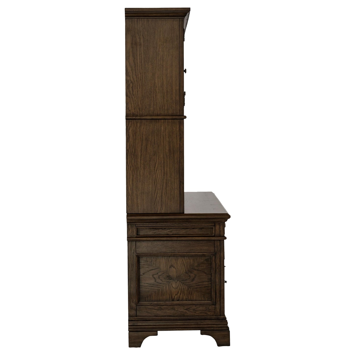 Coaster Home Furnishings - Hartshill - 5-Drawer Wood Credenza Desk with Hutch, Lockable Cabinets, USB Ports and Power Outlet - Home Office - 66-Inch - Burnished Oak - 881283
