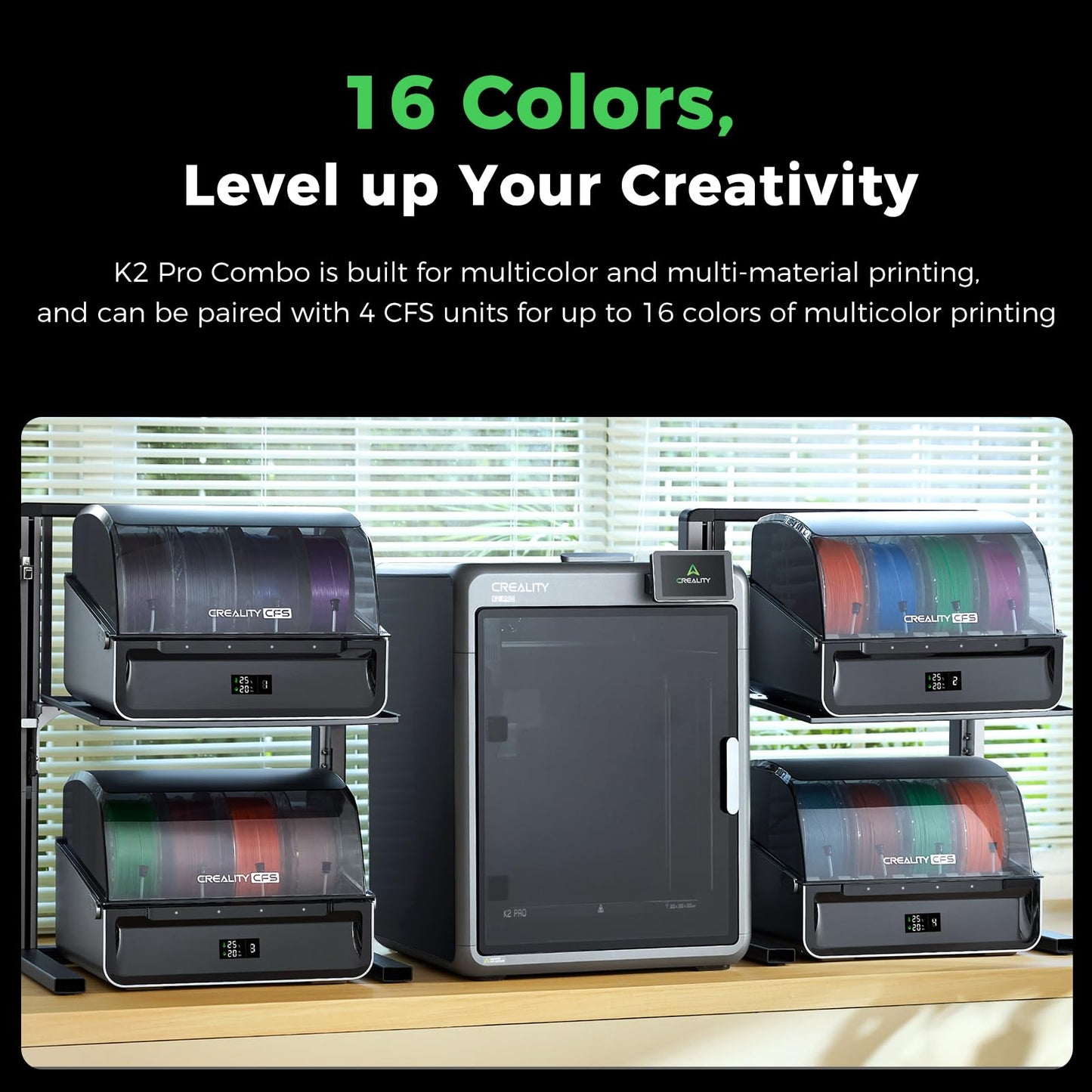 Creality K2 Pro Combo(A) 3D Printers, Multicolor 3D Printer Machine with CFS, Dual Camera, 600mm/s Printing Speed, Next-Gen Direct Drive Extruder, 300 * 300 * 300mm Printing Volume
