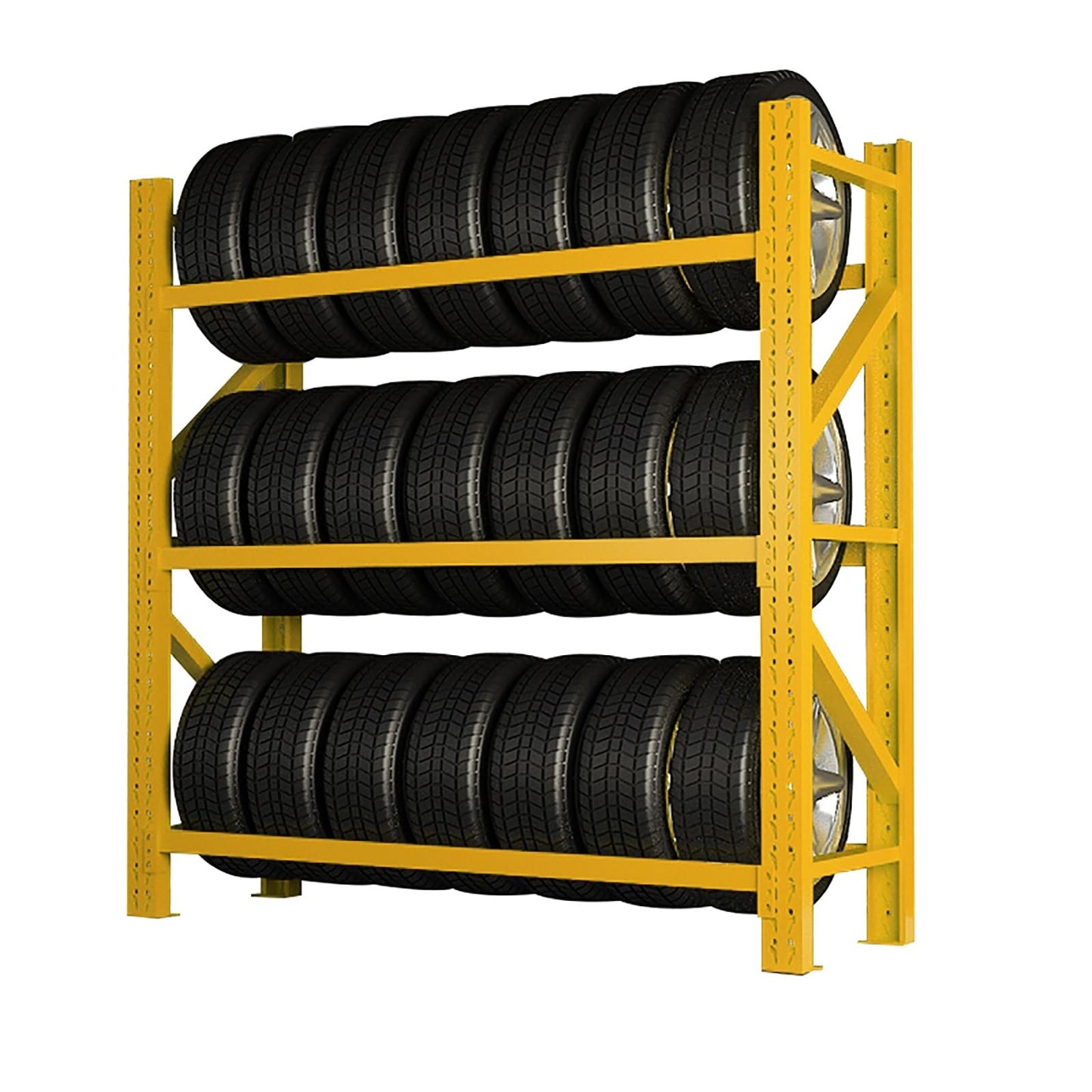 AOCDNEK Heavy Duty Tire Storage Rack, Steel, 1100lb,Load Capacity, Height Adjustable,for Auto Repair Shops Garages(Yellow,59x19.6x78.7in)