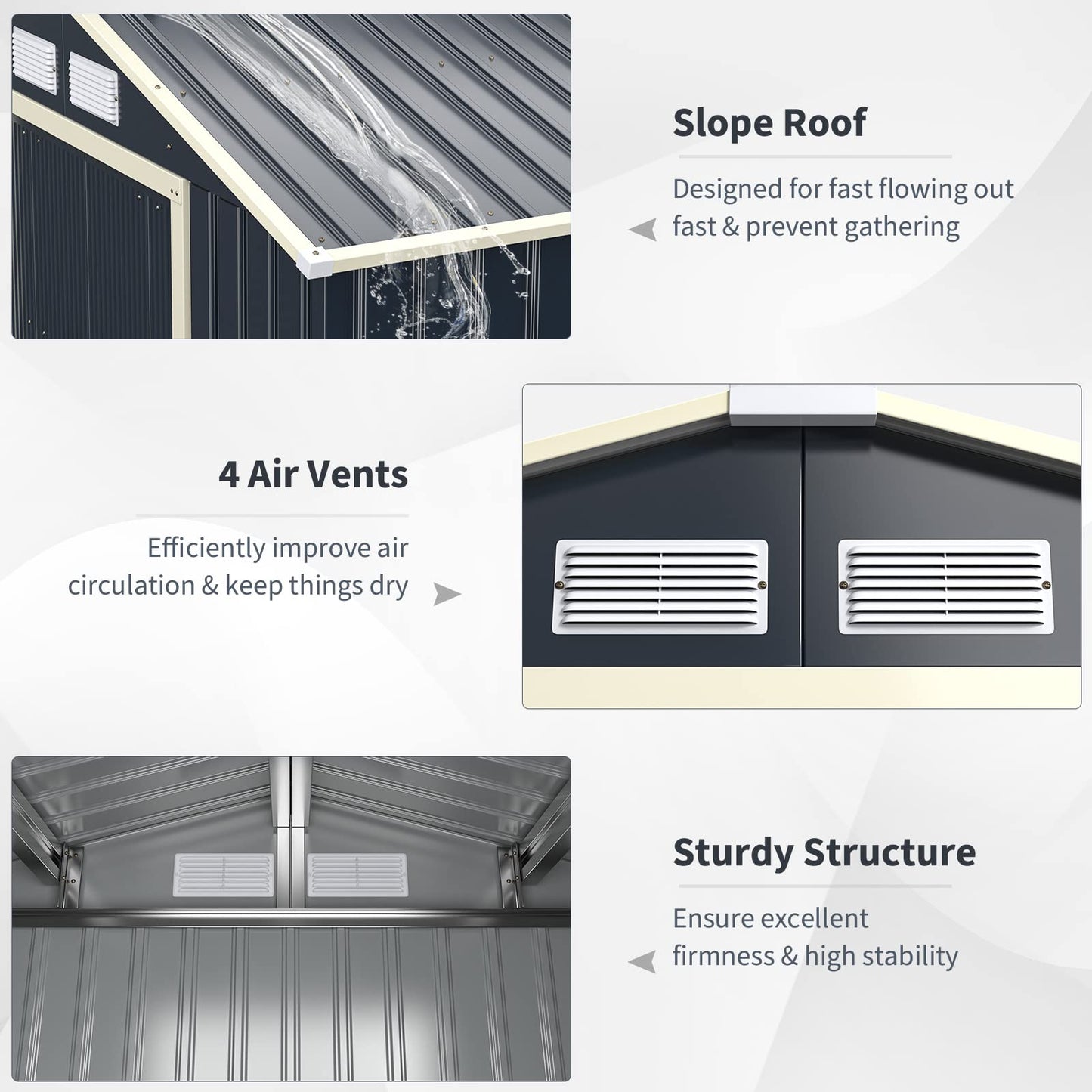 Goplus Storage Shed, Metal 7' X 6' Outdoor Building Organizer with 4 Vents & Double Sliding Door for Garden Backyard Farm (7'X6')