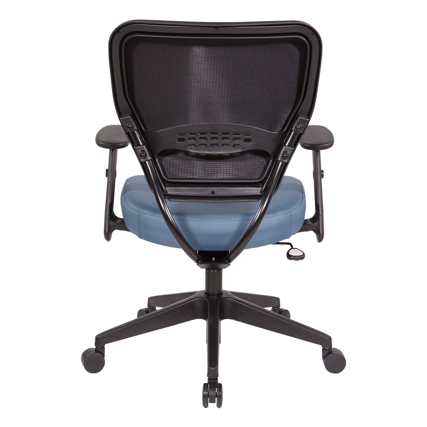 Space Seating 55 Series Air Grid Back Adjustable Manager's Task Chair with Built-in Lumbar Support and Angled Arms, Antimicrobial Dillon Blue Faux Leather