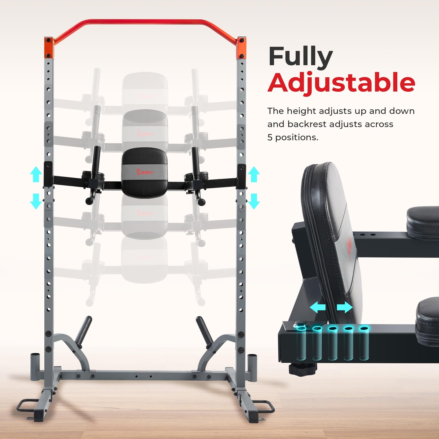 Sunny Health & Fitness Captain's Chair Adjustable Multi-Function Dip Station, Push-Up, Leg Raises & Core Workout Attachment with Adjustable Height - SF-XFA008