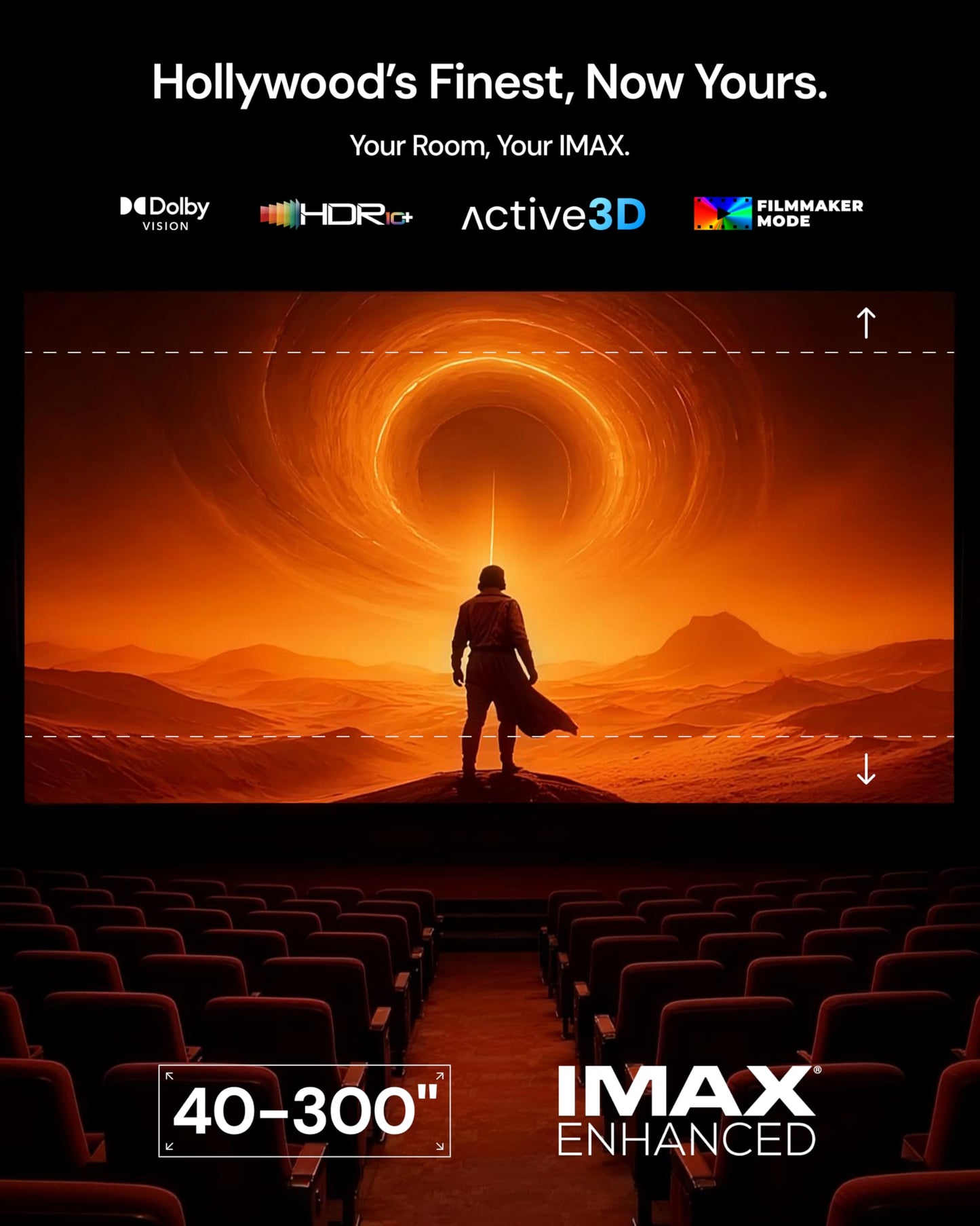 Valerion VisionMaster Pro2 Triple Laser Projector 4K,15000:1 Contrast, 0.9-1.5x Optical Zoom, 2X Multitasking Power, IMAX, HDR10+, GTV, 4ms Lag-Free Gaming, 3000 ISO Lumens, Google Home, Apple Homekit