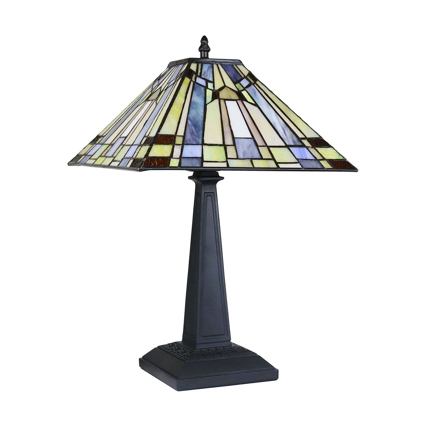 Chloe Lighting Kinsey Tiffany-Style Table Lamp 1 Light 12in Wide Blackish Bronze Multicolor Glass Model CH33293MS12-TL1