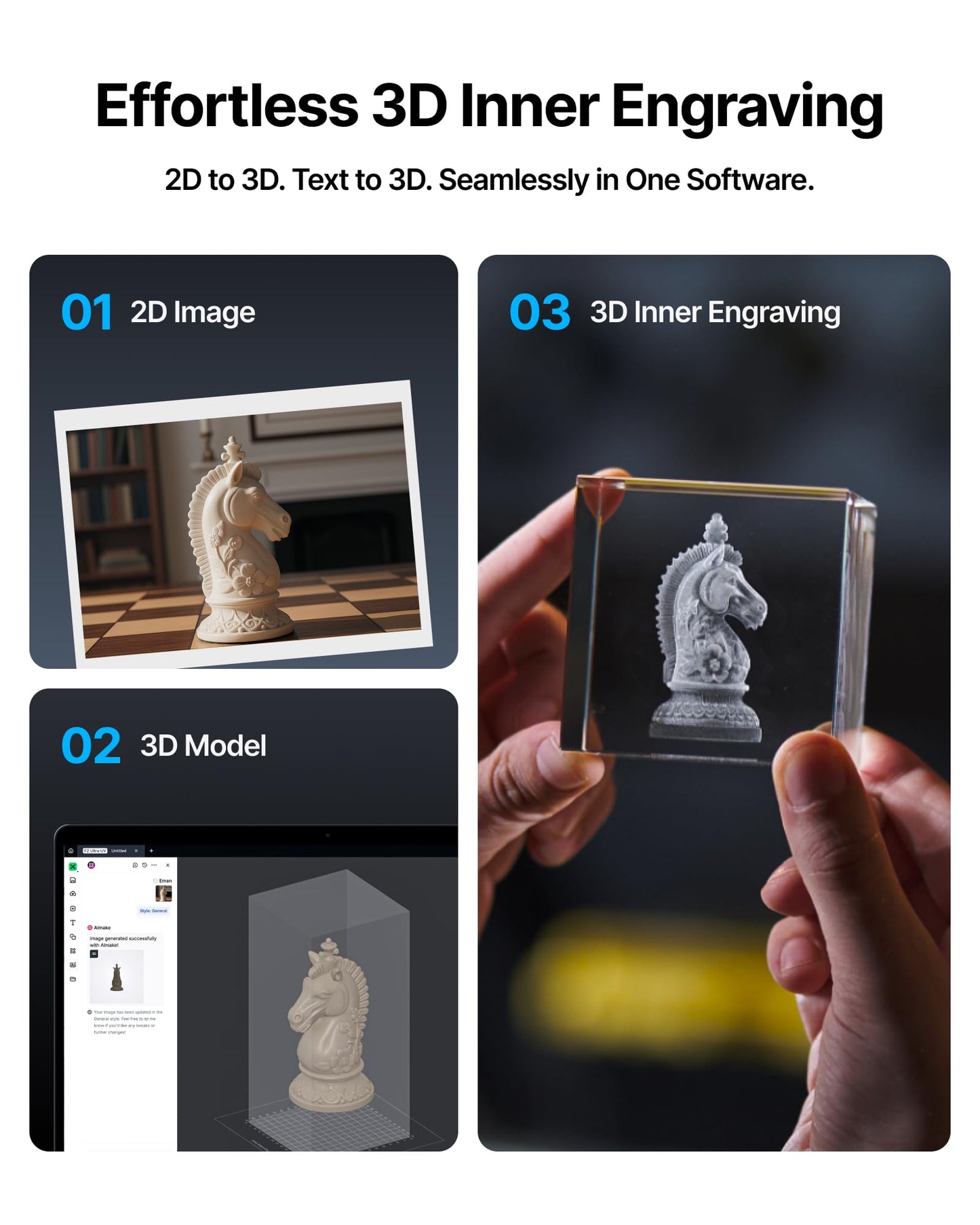 xTool F2 Ultra UV Laser Engraver, 5W UV Laser, 3D Inner and Fine Glass Engraving, Dual 48MP Cameras, 15,000 mm/s High Speed, AI Powered 2D-to-3D Software, Ultra-Precise Detail on Glass Plastic Acrylic
